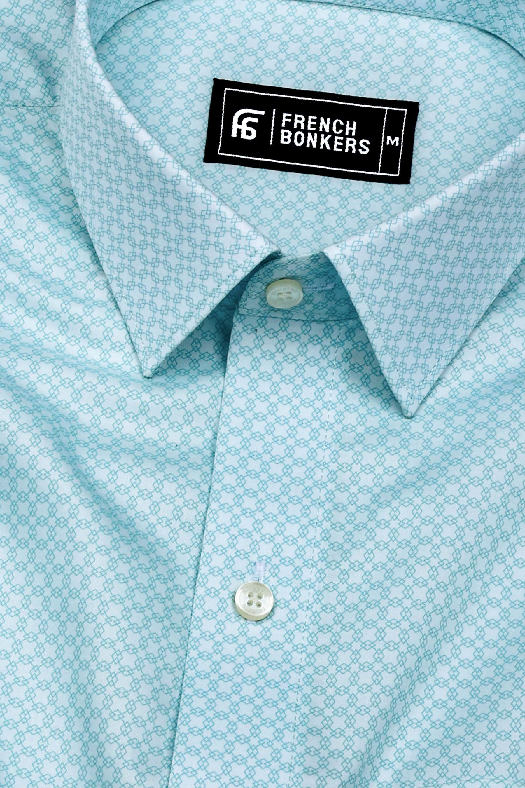 Light Sea Green Printed Cotton Shirt