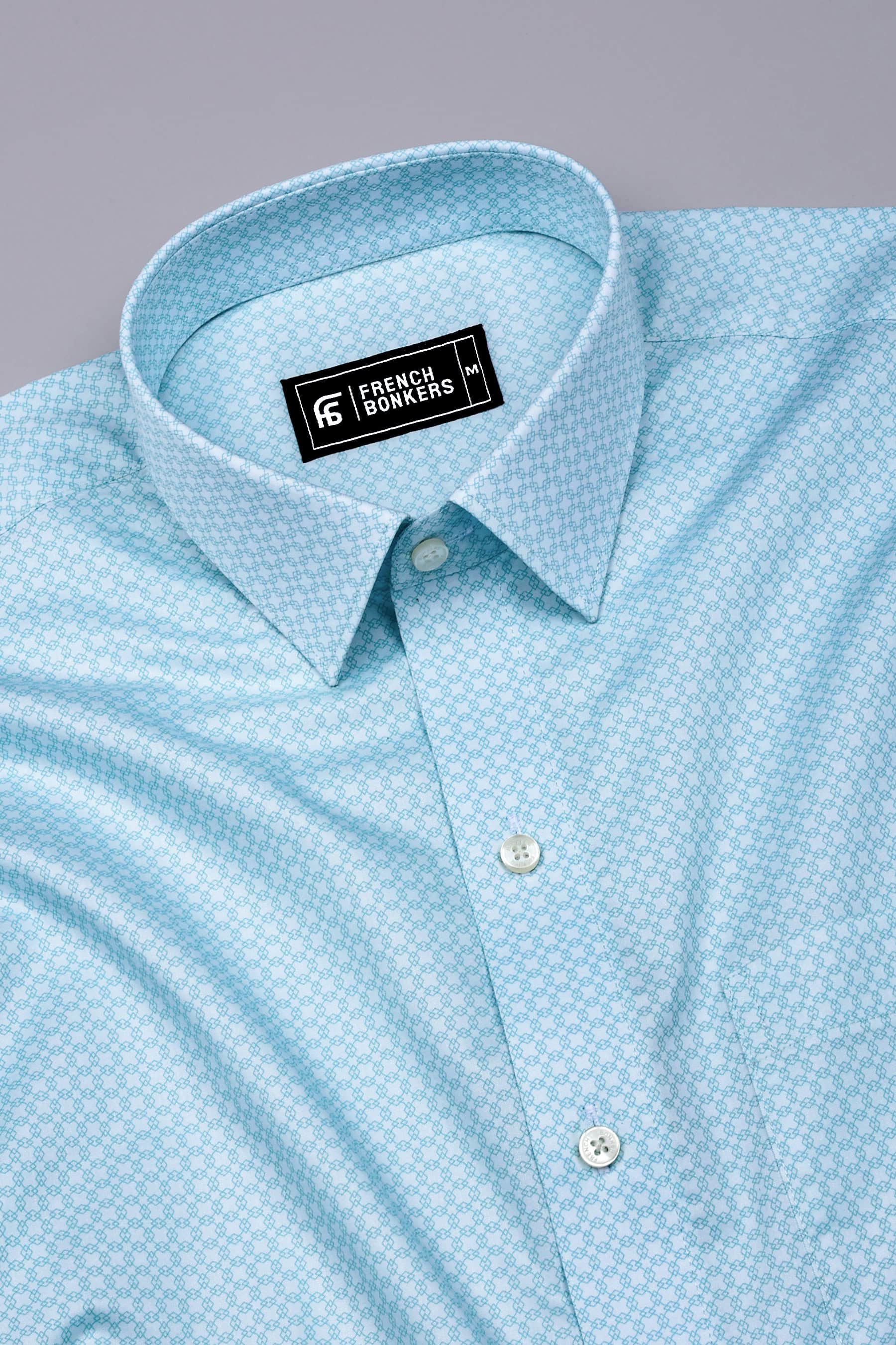 Light Sea Green Printed Cotton Shirt