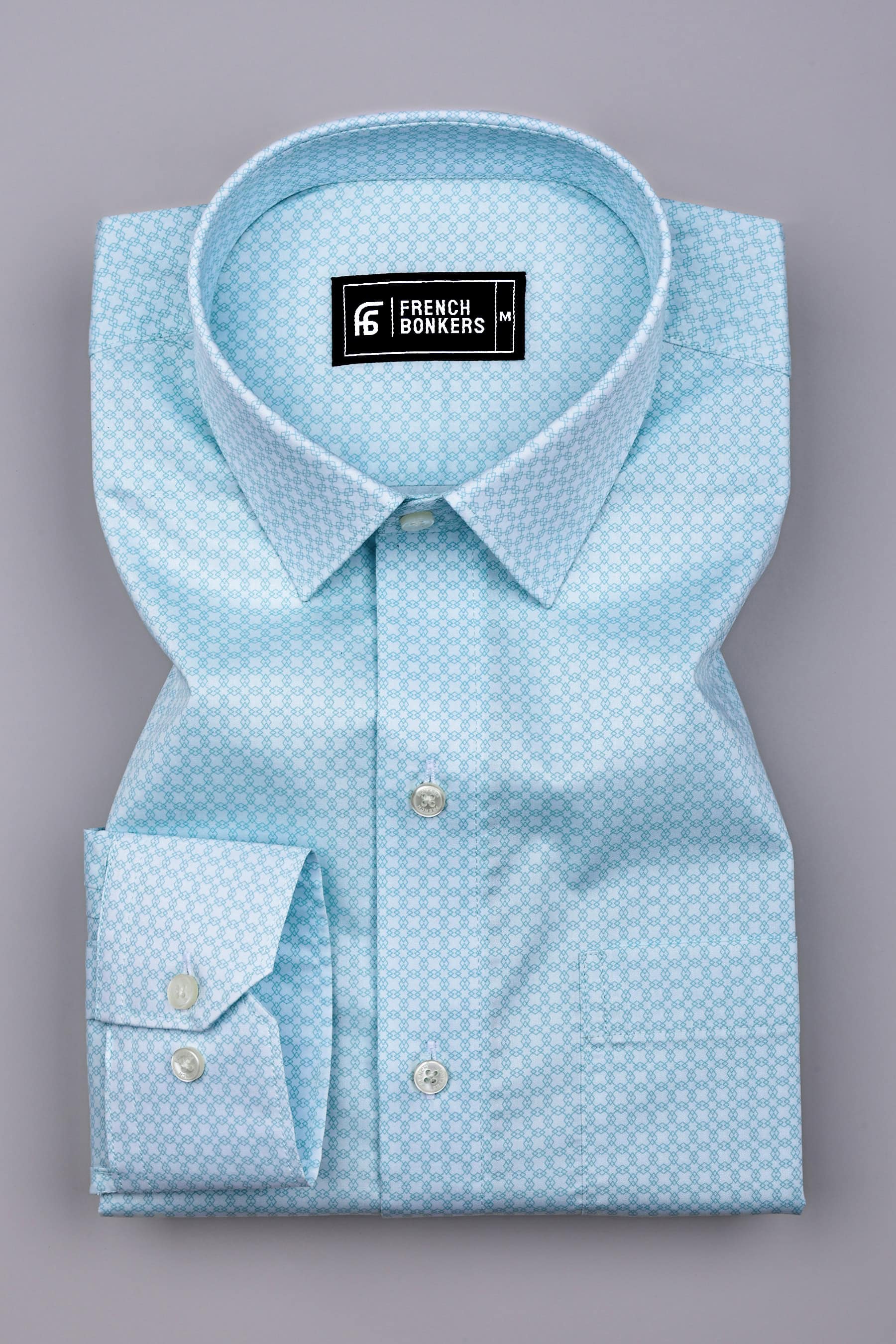 Light Sea Green Printed Cotton Shirt
