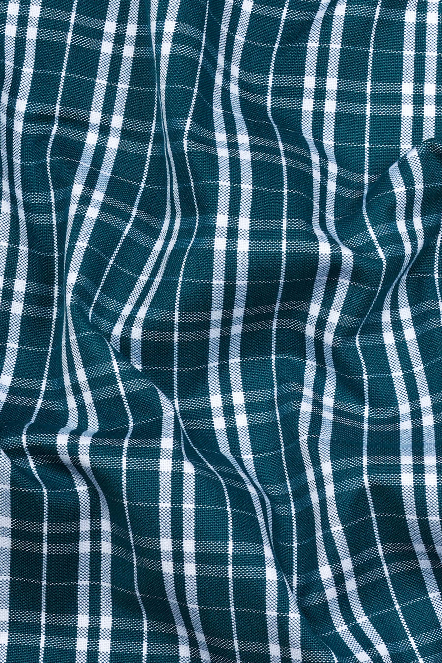 Peacock Blue With White Check Oxford Cotton Shirt