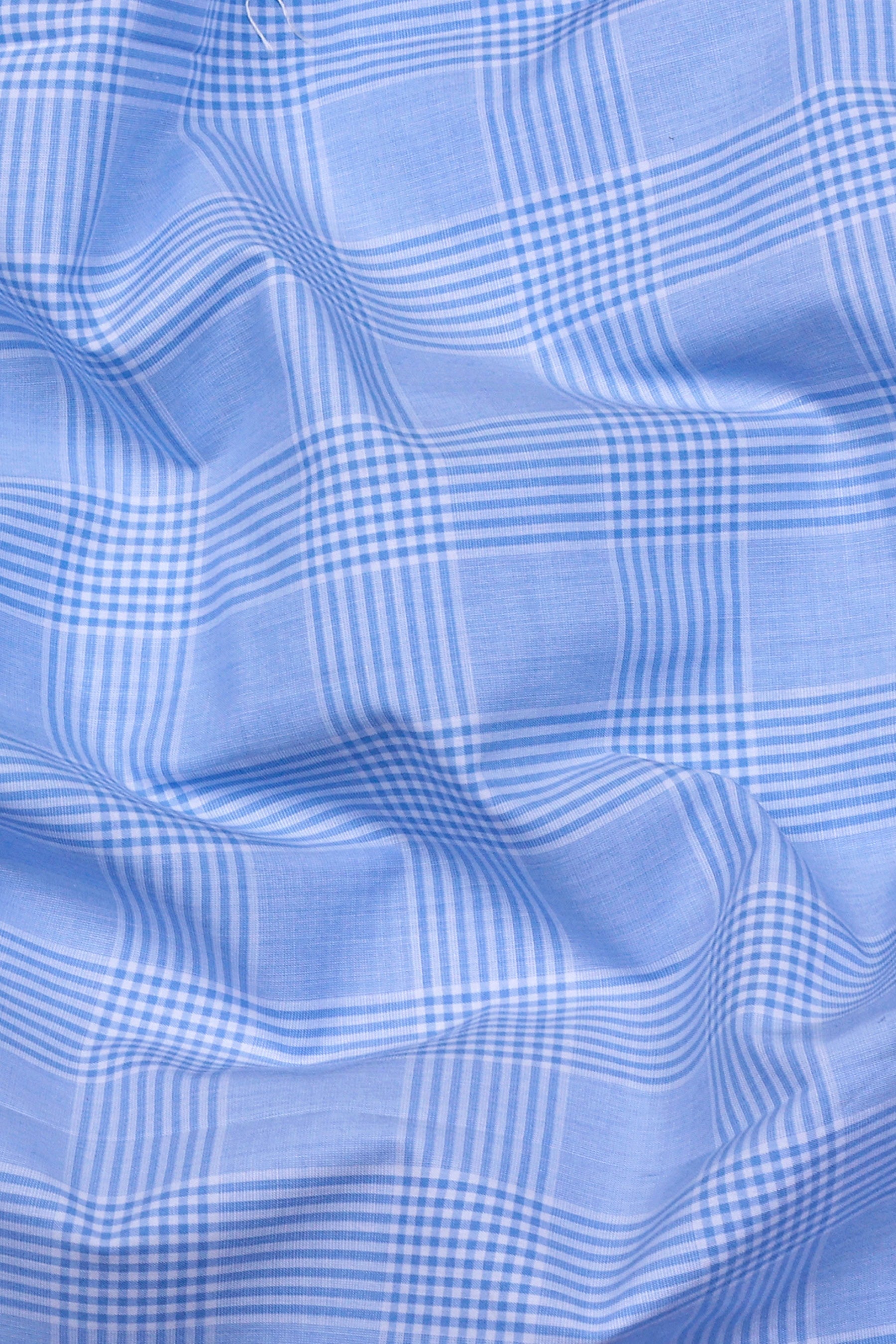 Raindrop Blue With White Check Cotton Shirt