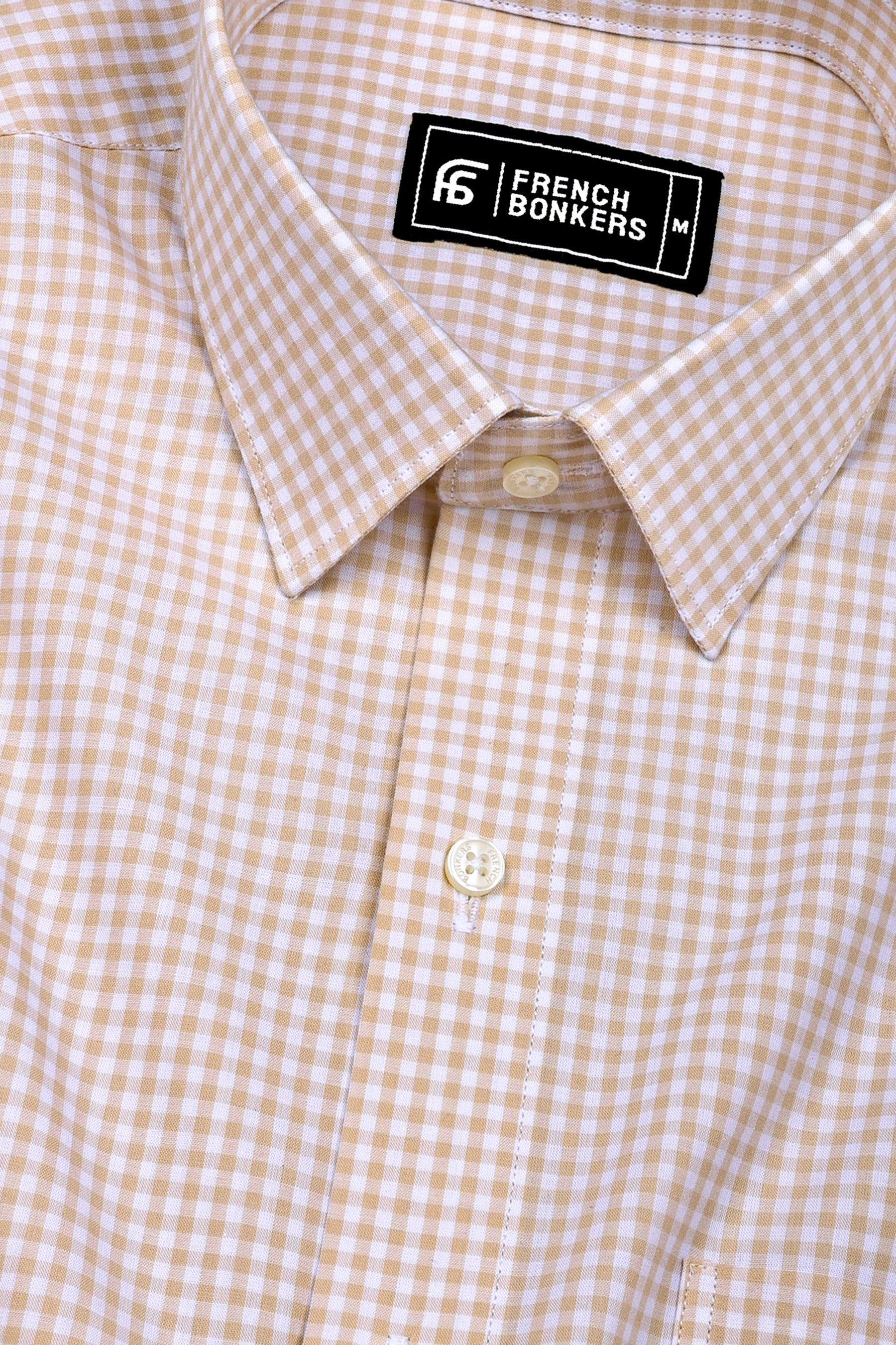 Costa Cream With White Check Cotton Shirt