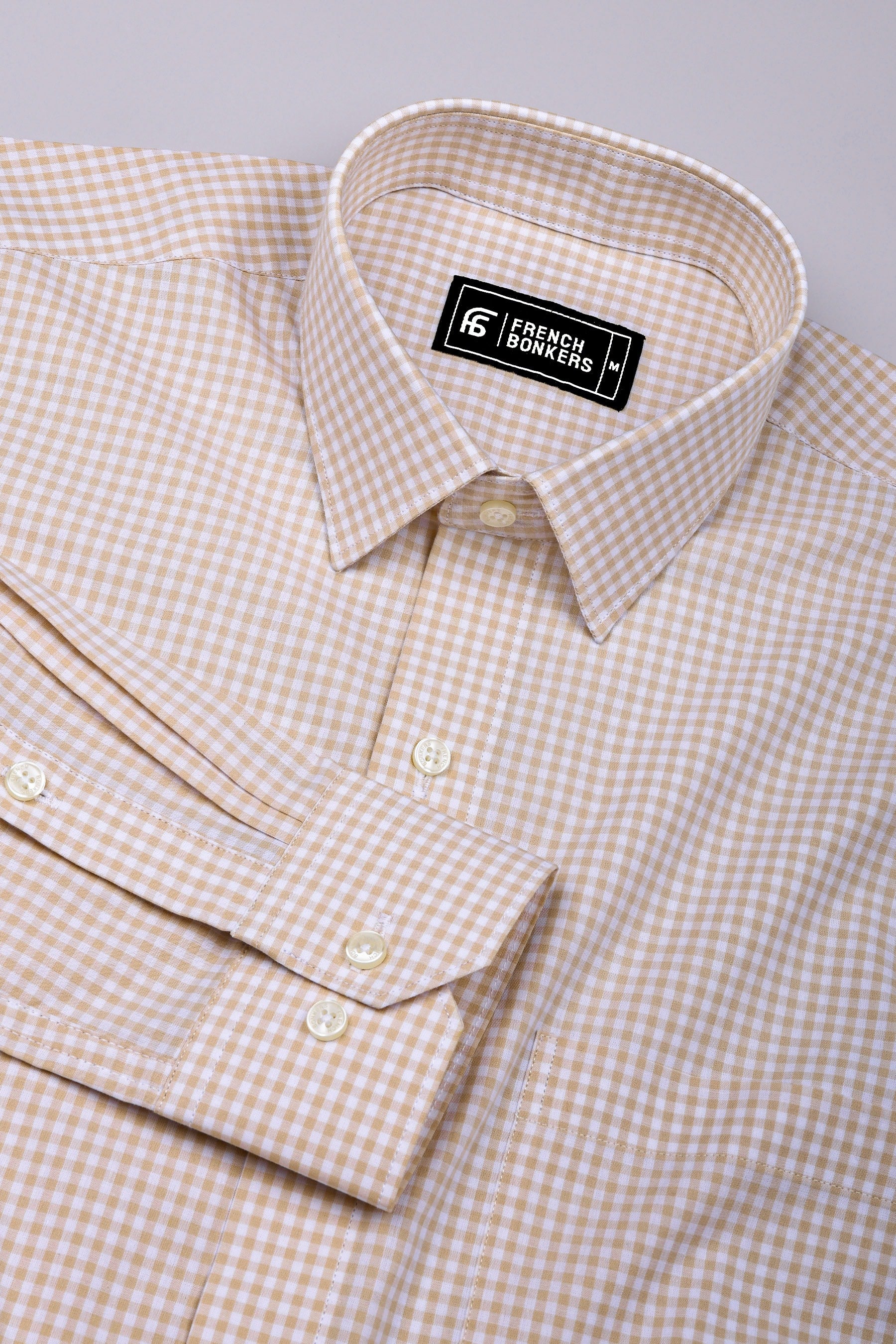 Costa Cream With White Check Cotton Shirt