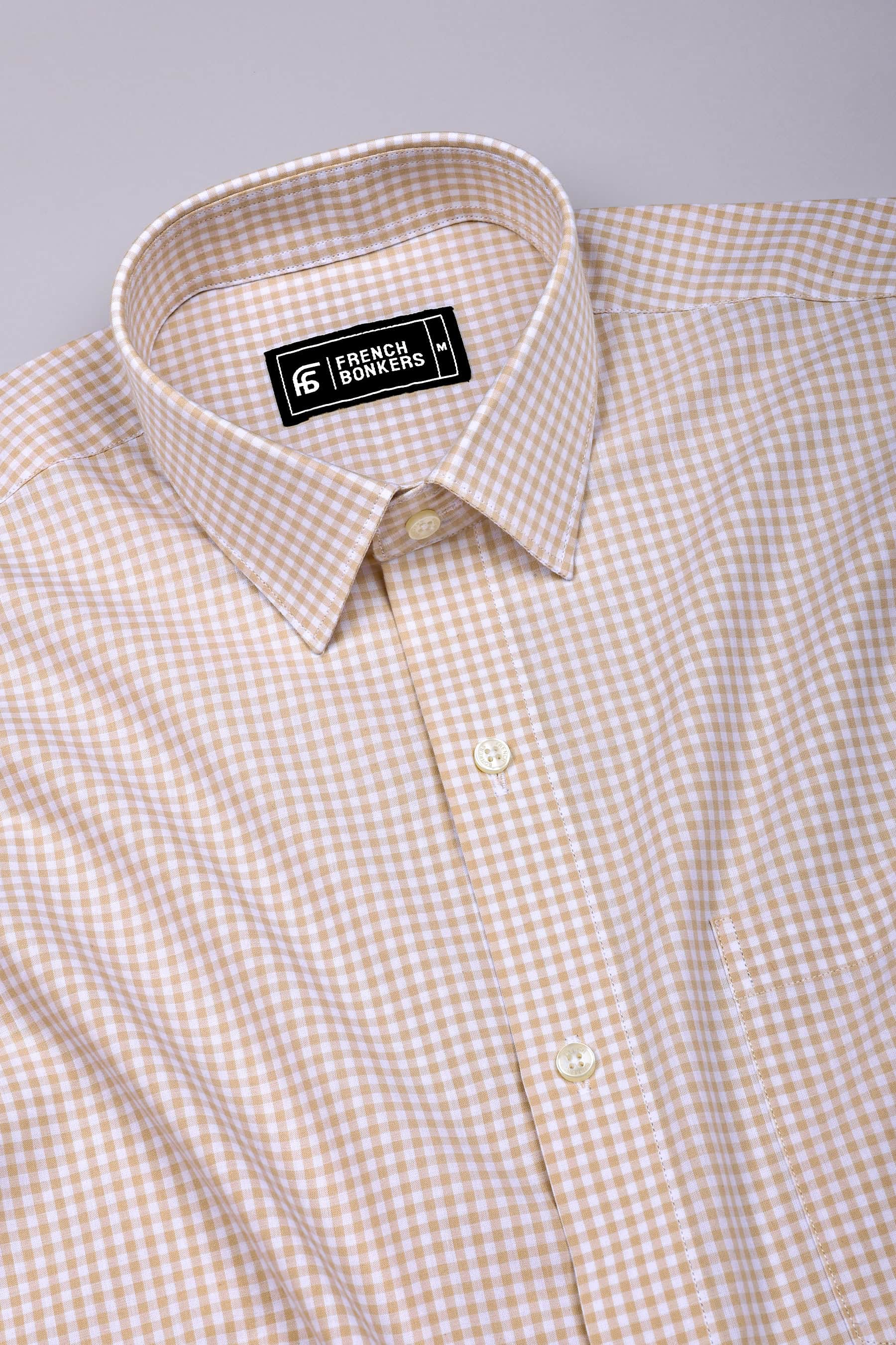 Costa Cream With White Check Cotton Shirt