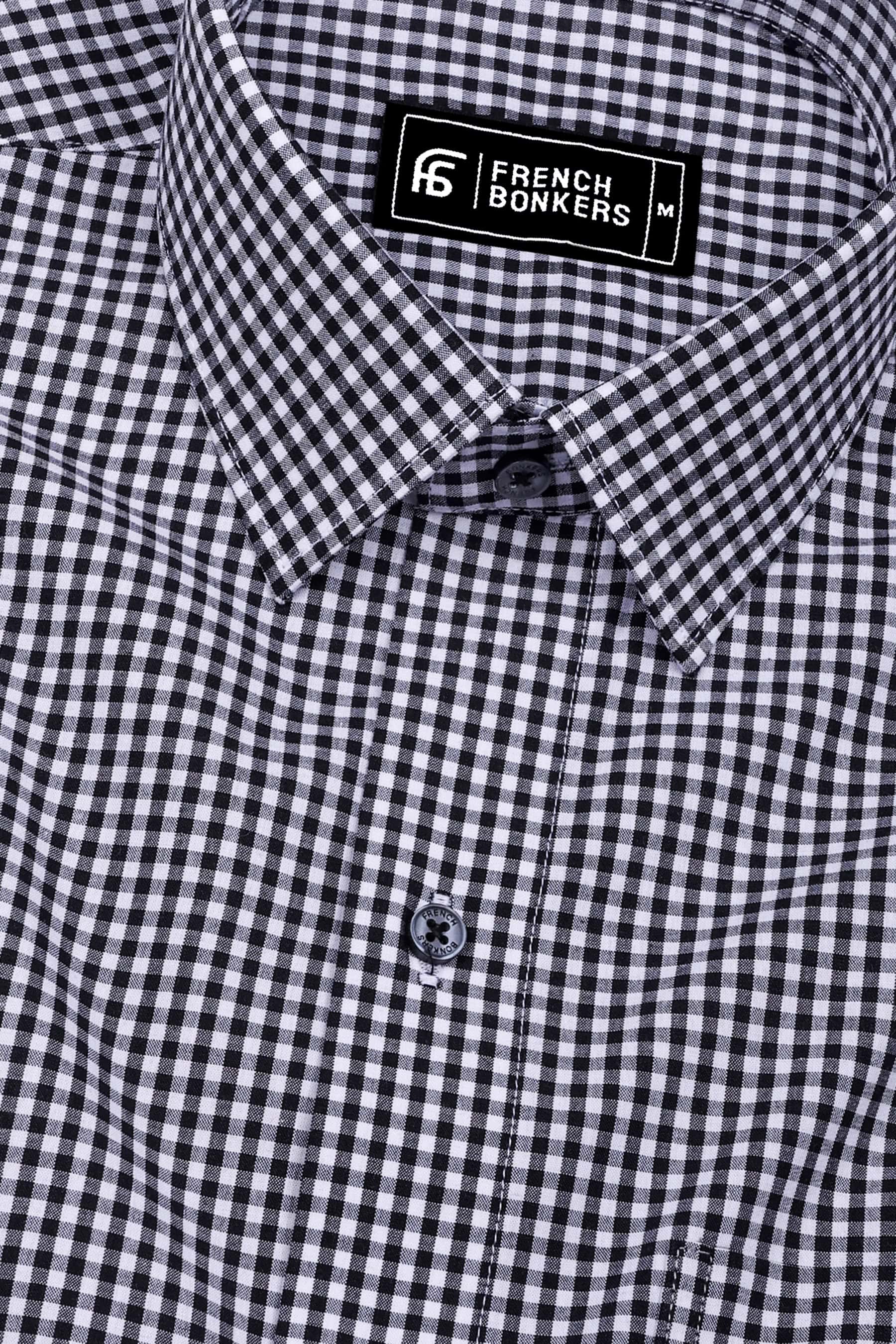 Costa Black With White Check Cotton Shirt