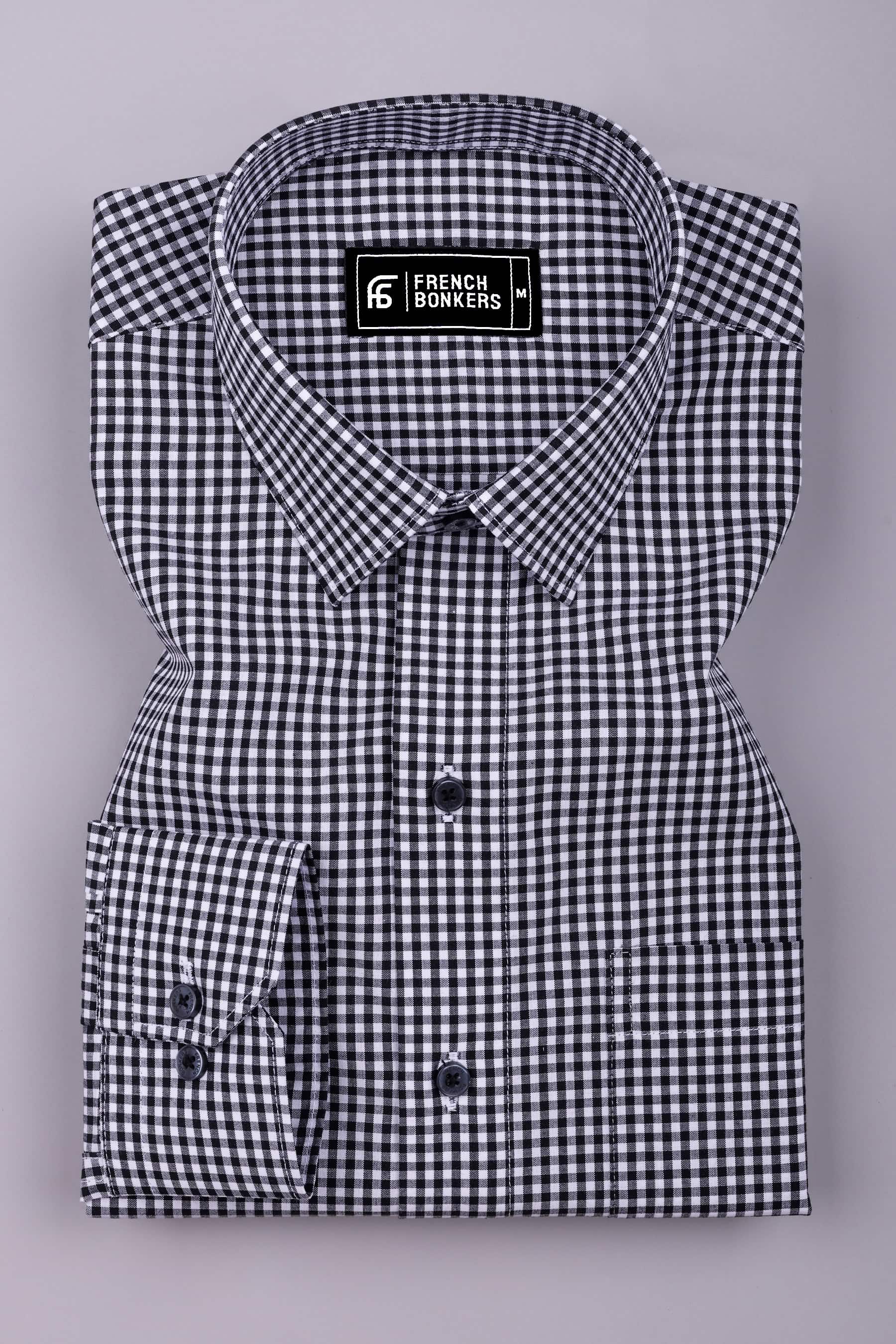 Costa Black With White Check Cotton Shirt