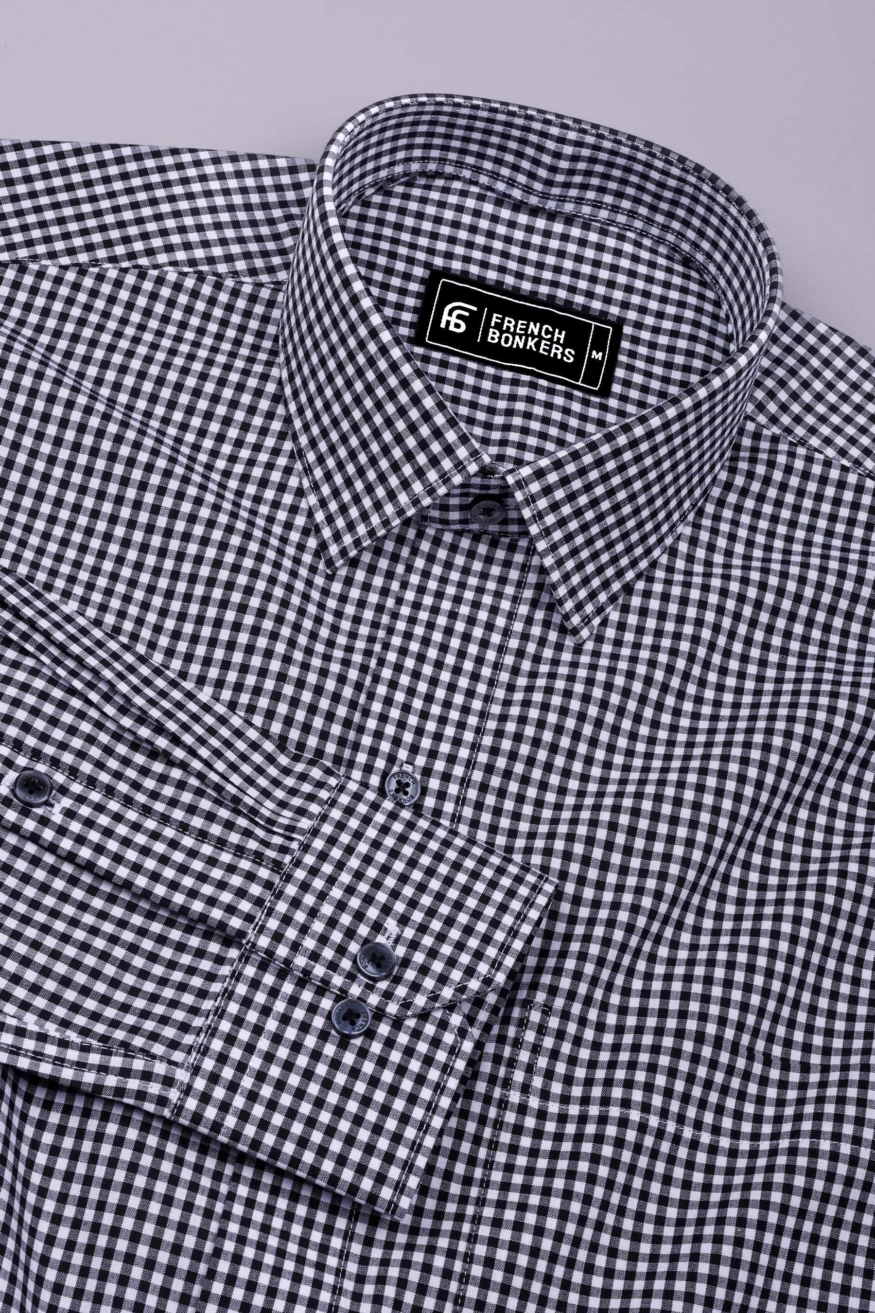 Costa Black With White Check Cotton Shirt