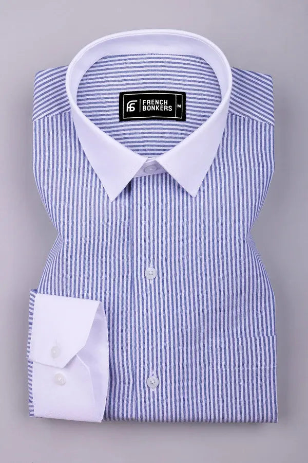 Ravine Blue with white oxford stripe shirt