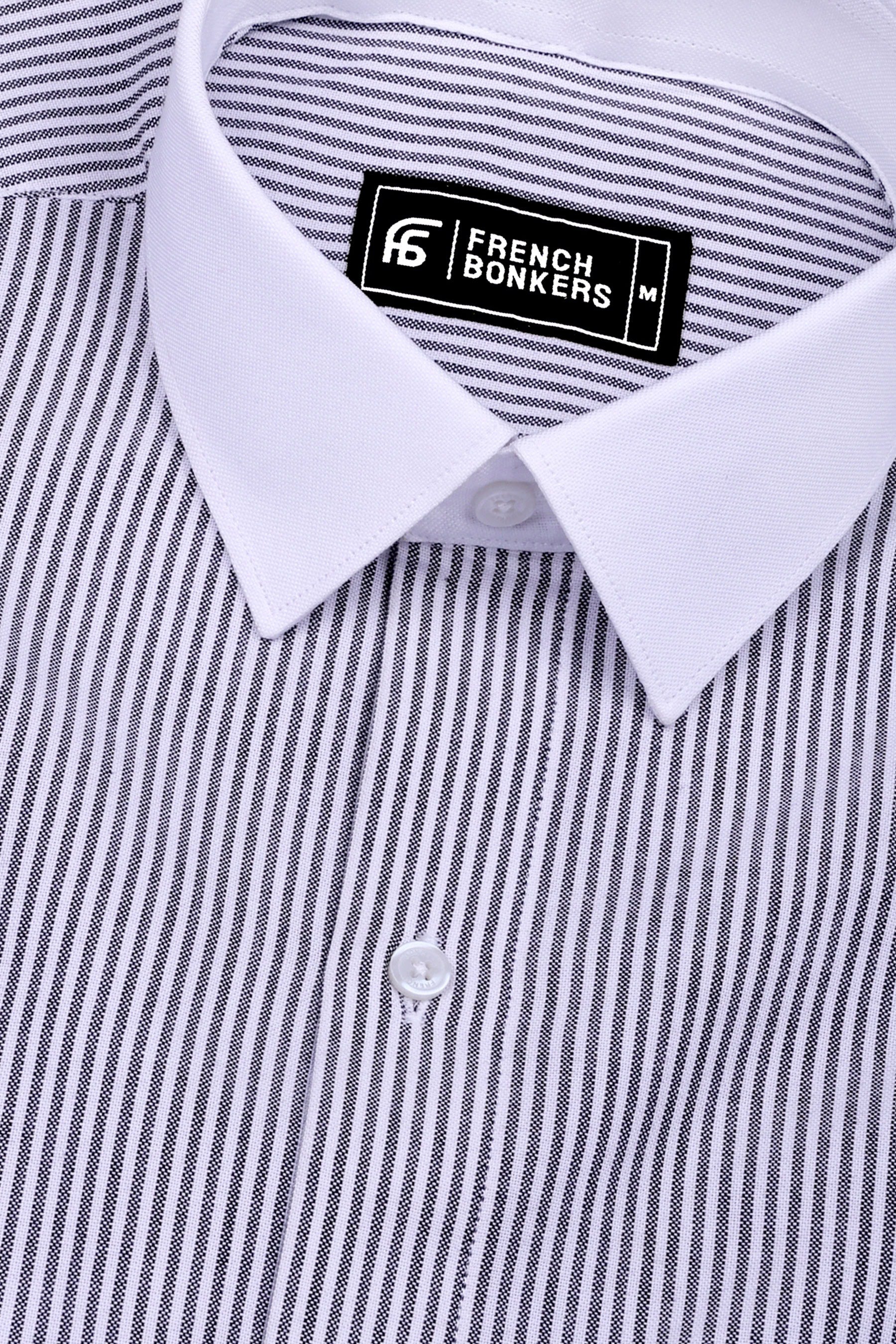 Ravine Black with white oxford stripe shirt