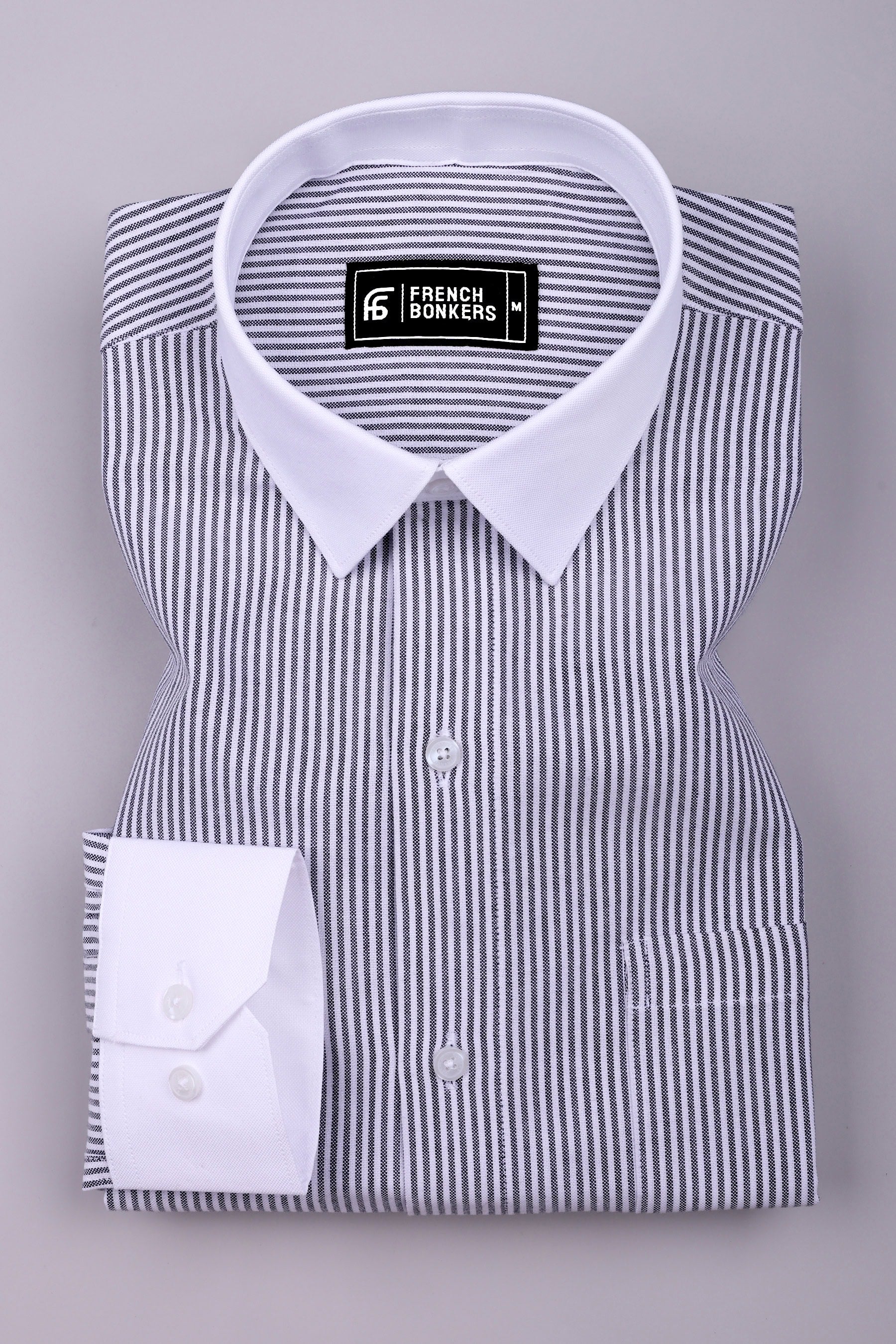 Ravine Black with white oxford stripe shirt