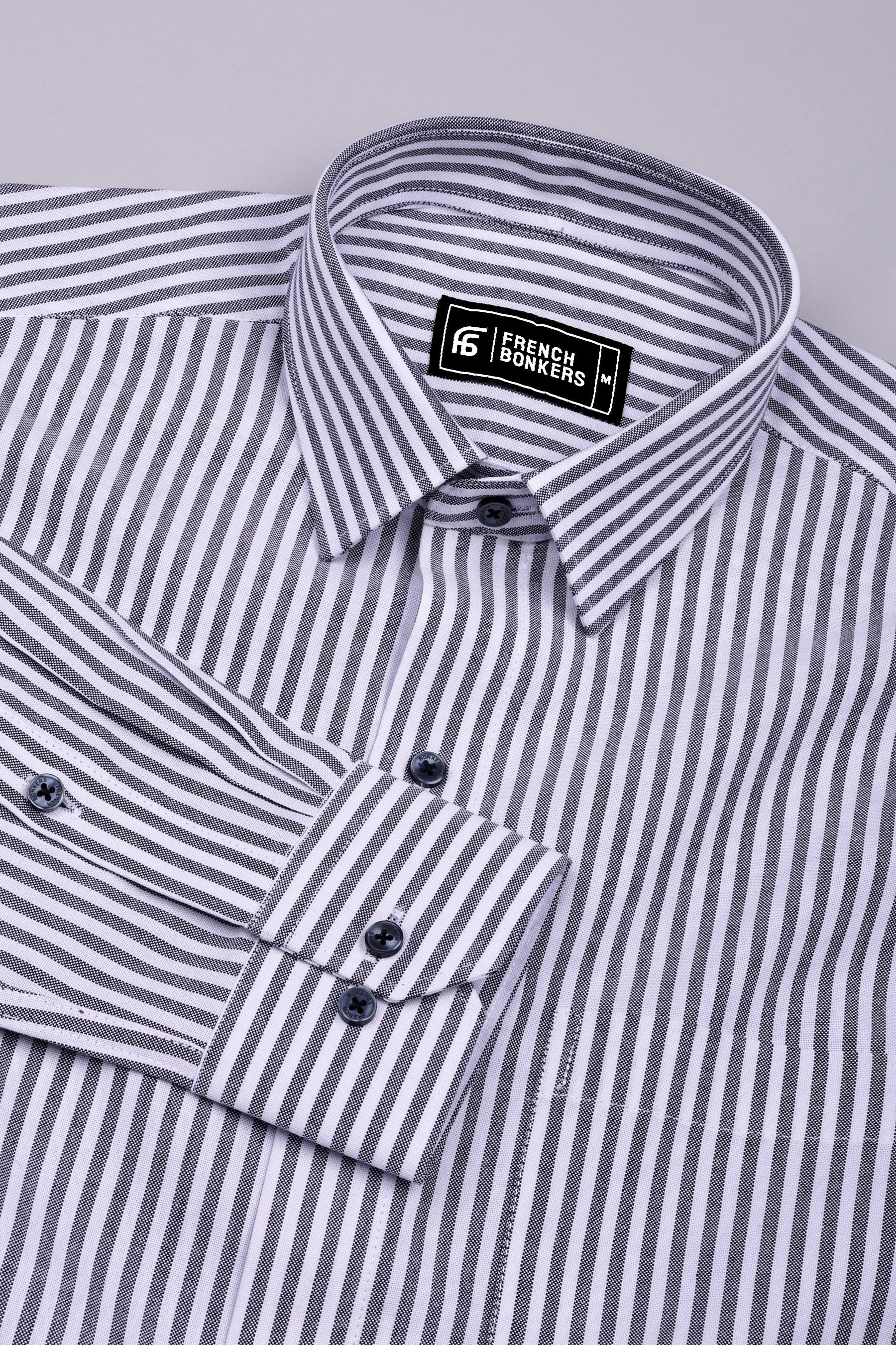Gryson Grey With White Stripe Oxford Cotton Shirt