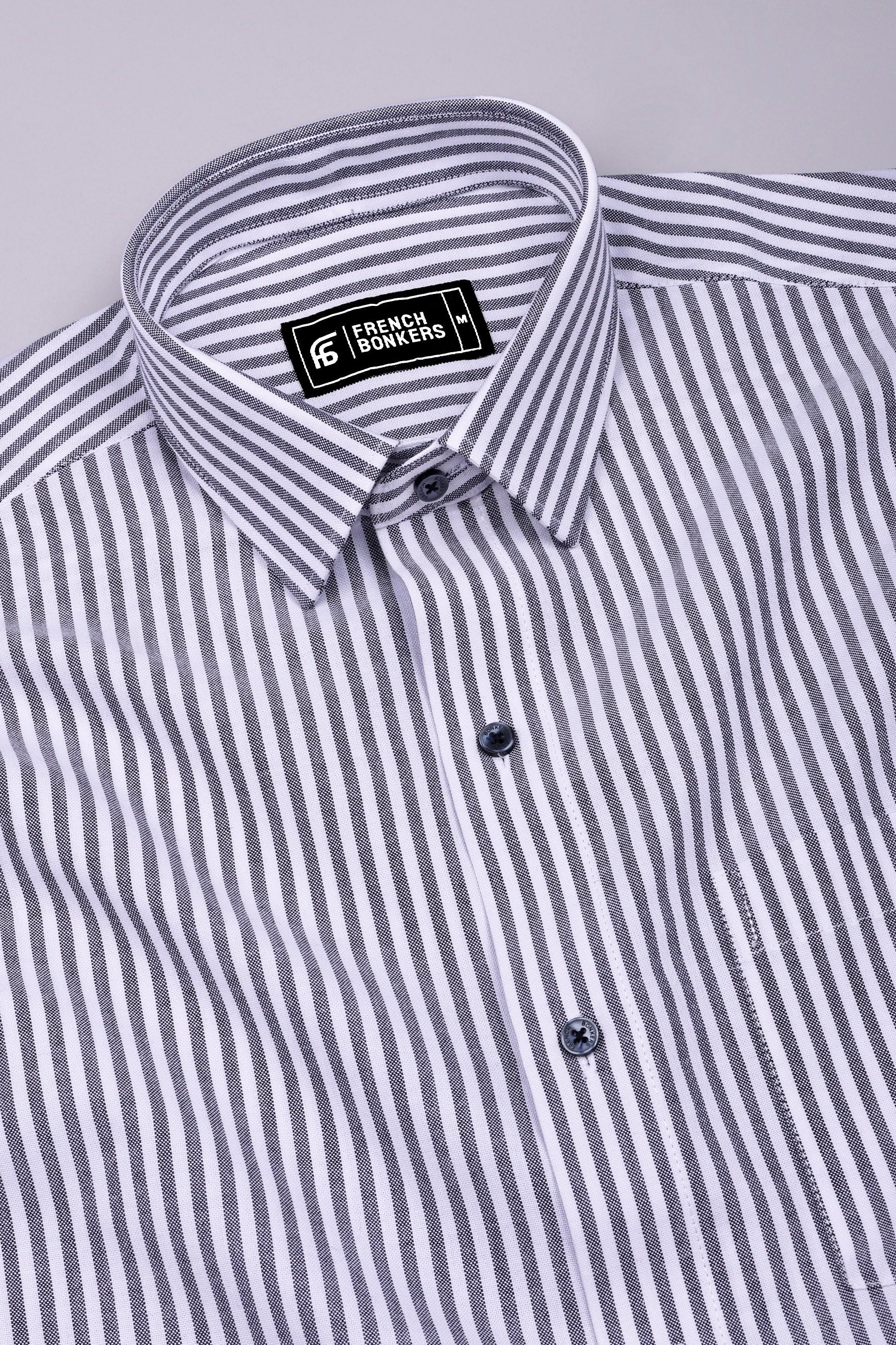 Gryson Grey With White Stripe Oxford Cotton Shirt