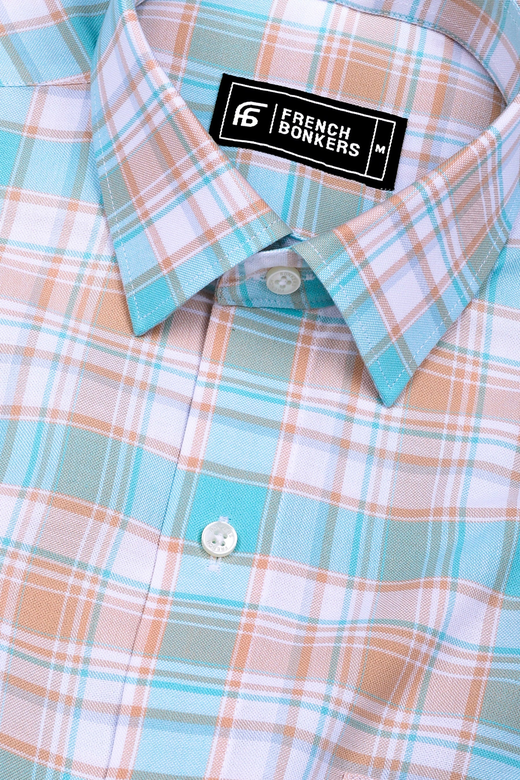 Wizard Aqua Green With Yellow Check Oxford Cotton Shirt