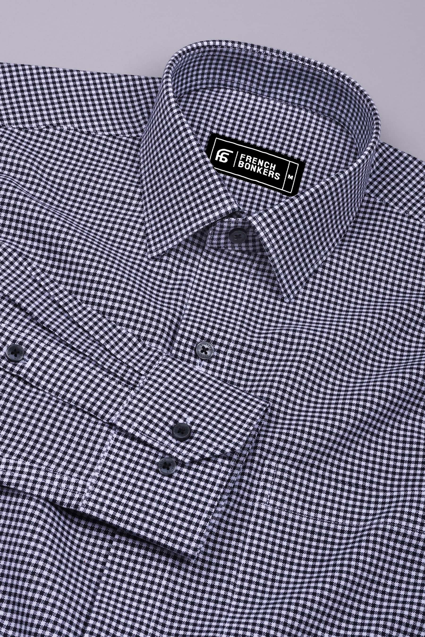 Frozix Black With White Check Oxford Cotton Shirt