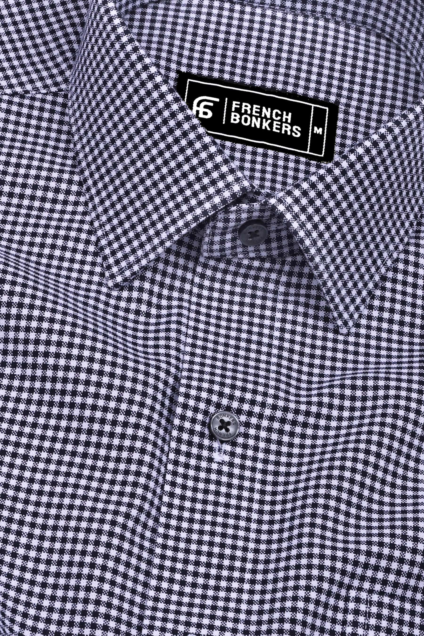 Frozix Black With White Check Oxford Cotton Shirt