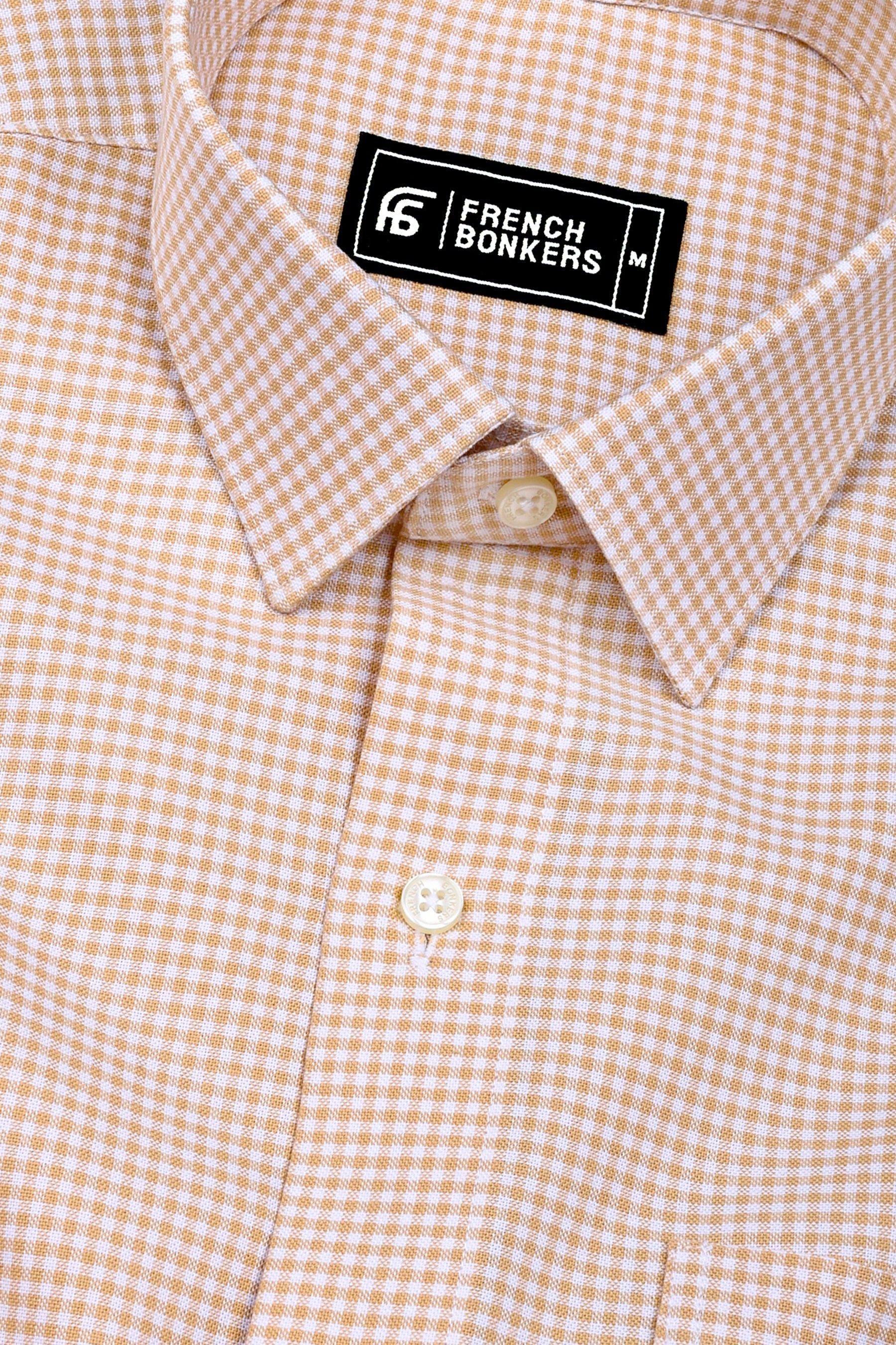 Frozix Cream With White Check Oxford Cotton Shirt
