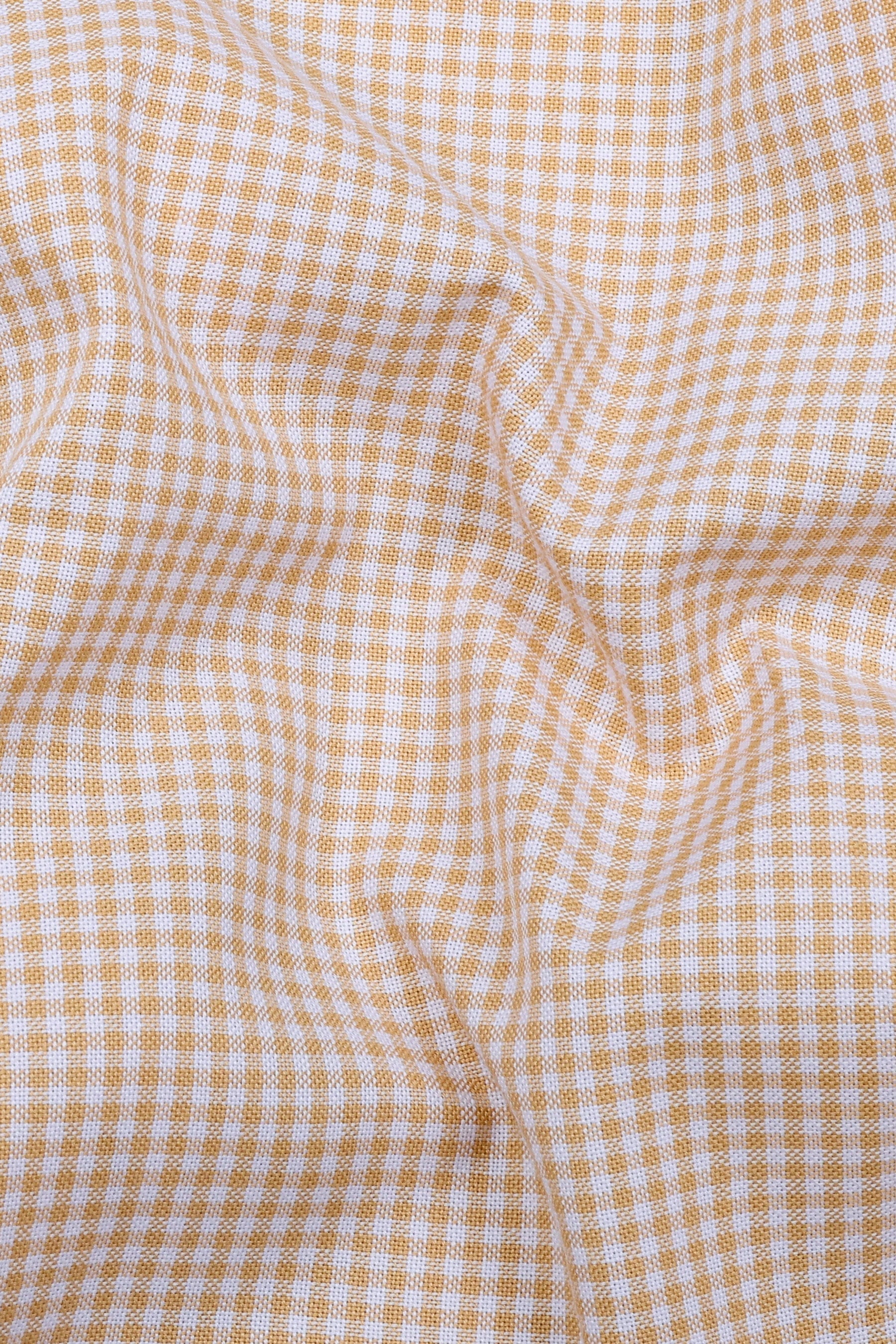 Frozix Cream With White Check Oxford Cotton Shirt