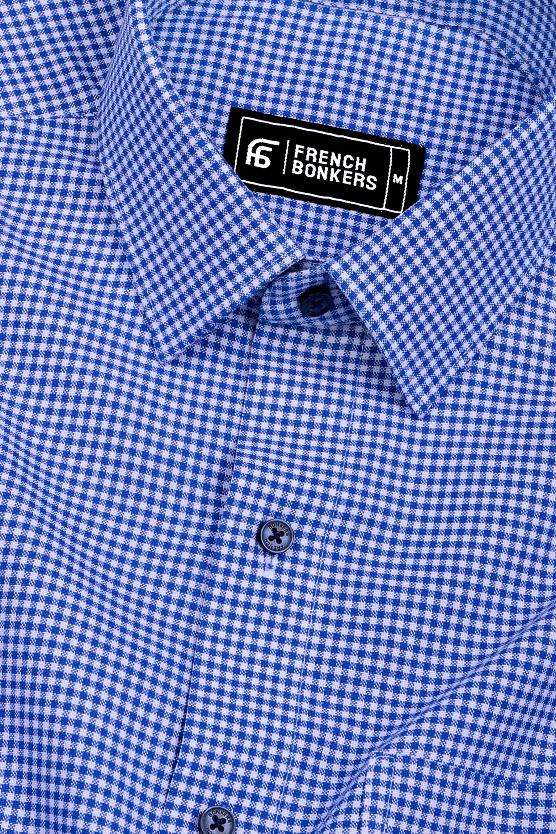 Frozix Blue With White Check Oxford Cotton Shirt