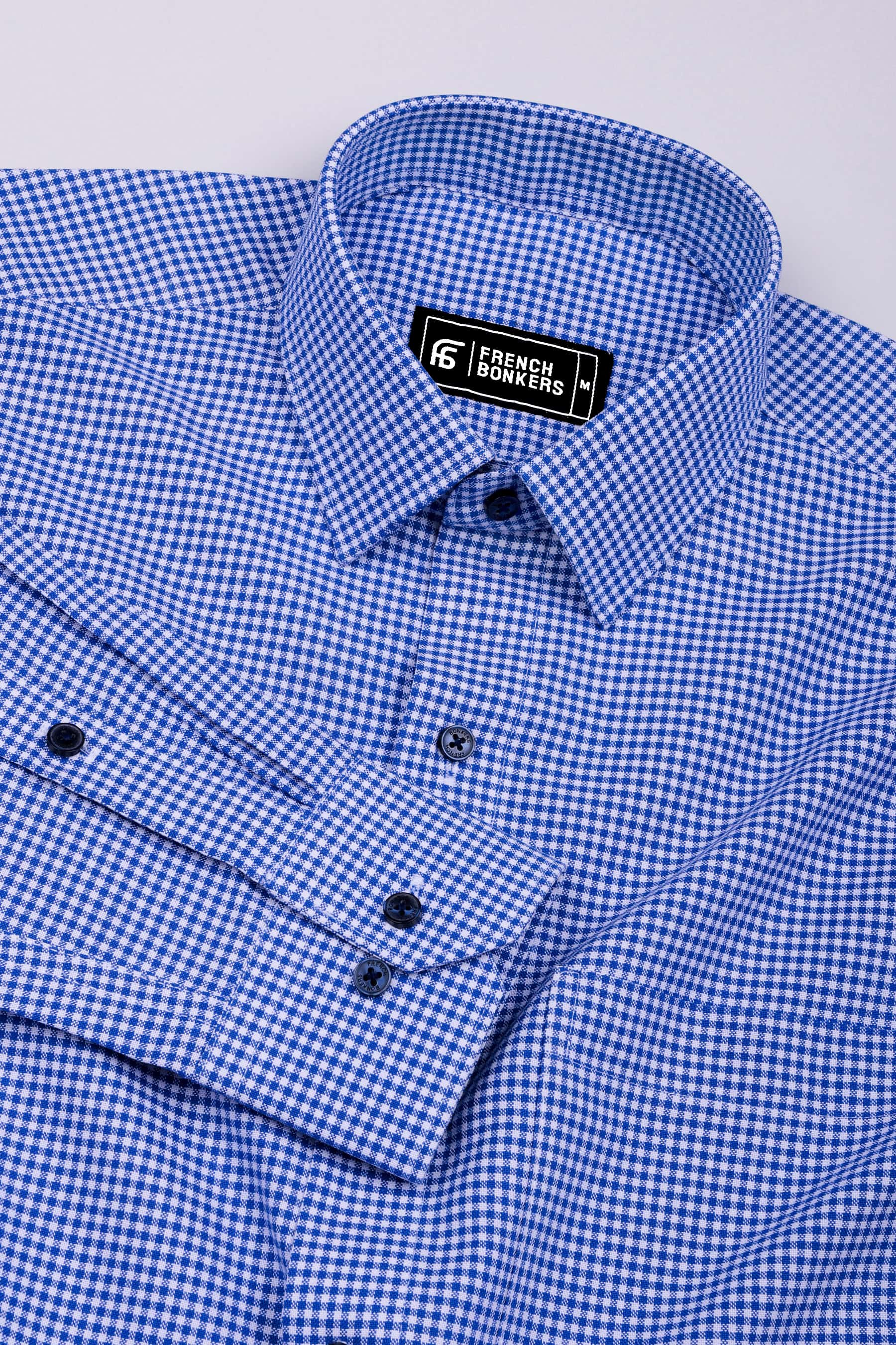 Frozix Blue With White Check Oxford Cotton Shirt
