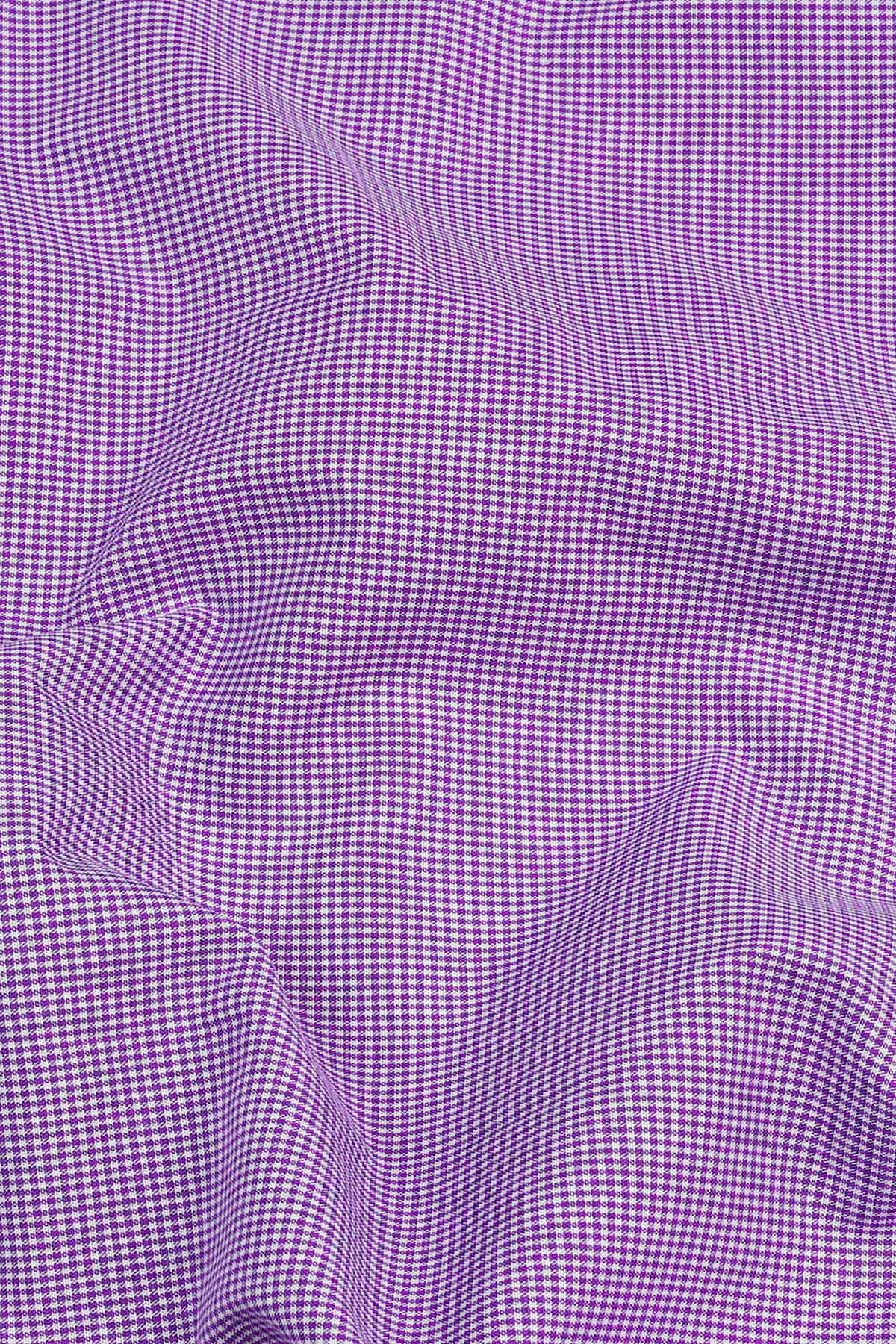 Irish purple with white mini micro check cotton shirt