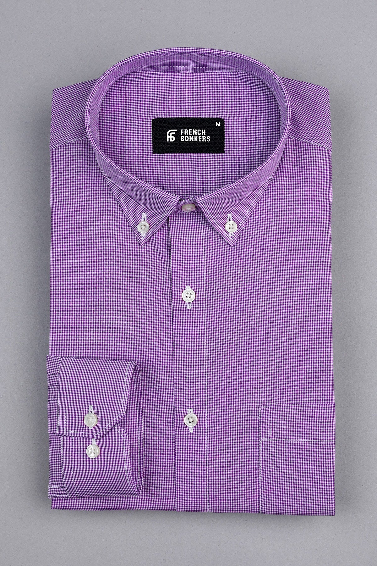 Irish purple with white mini micro check cotton shirt