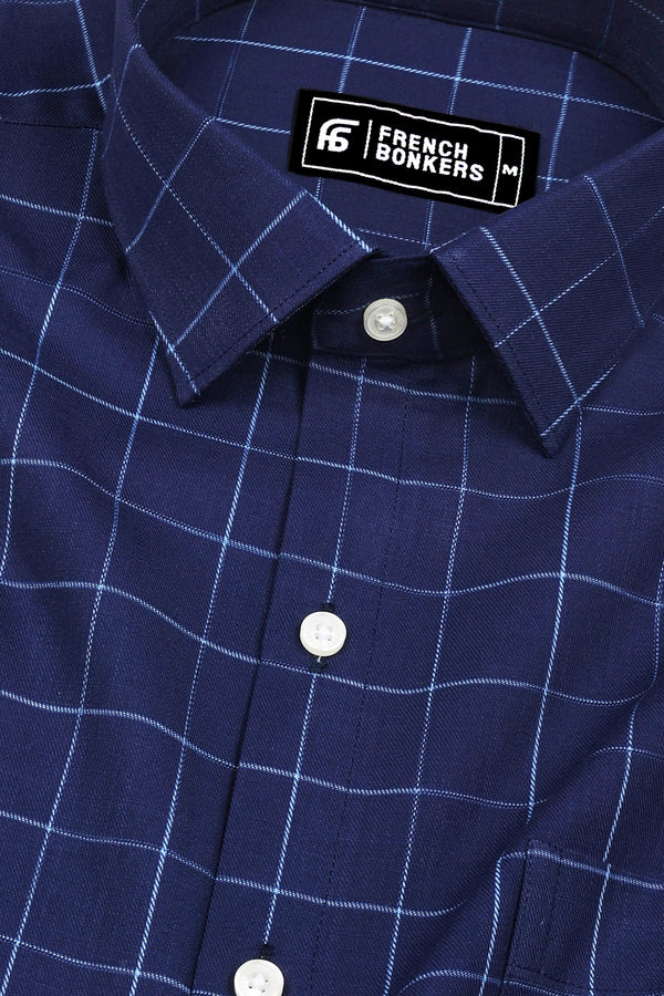 Prussian Blue box Check Shirt