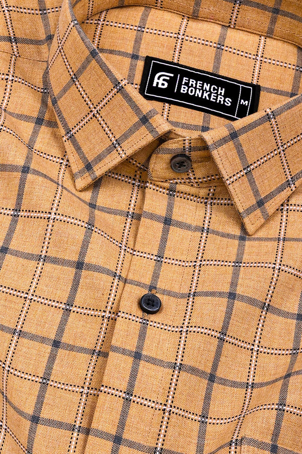 Biscuit Cream With Black Check Shirt
