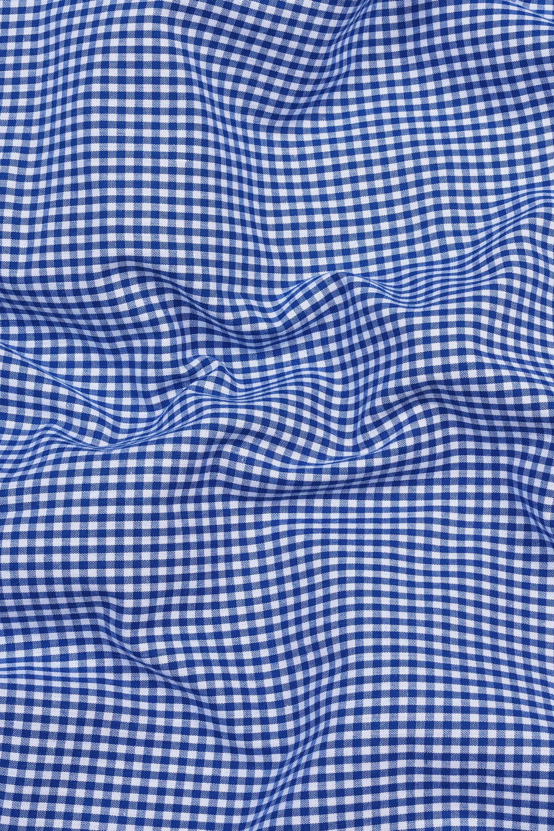 Cobalt blue with white pin check  cotton shirt