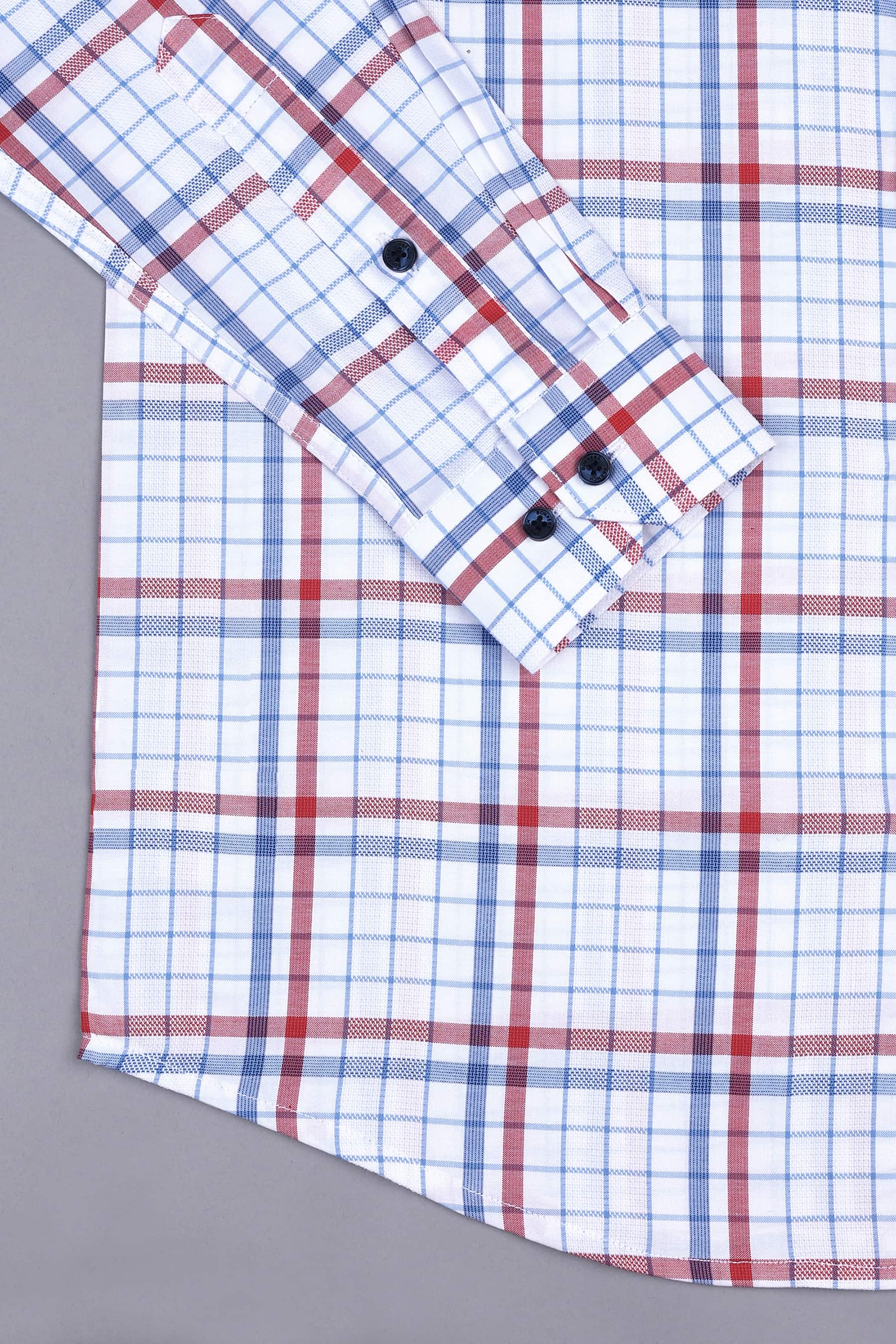 Unique white with red and blue line cotton check shirt