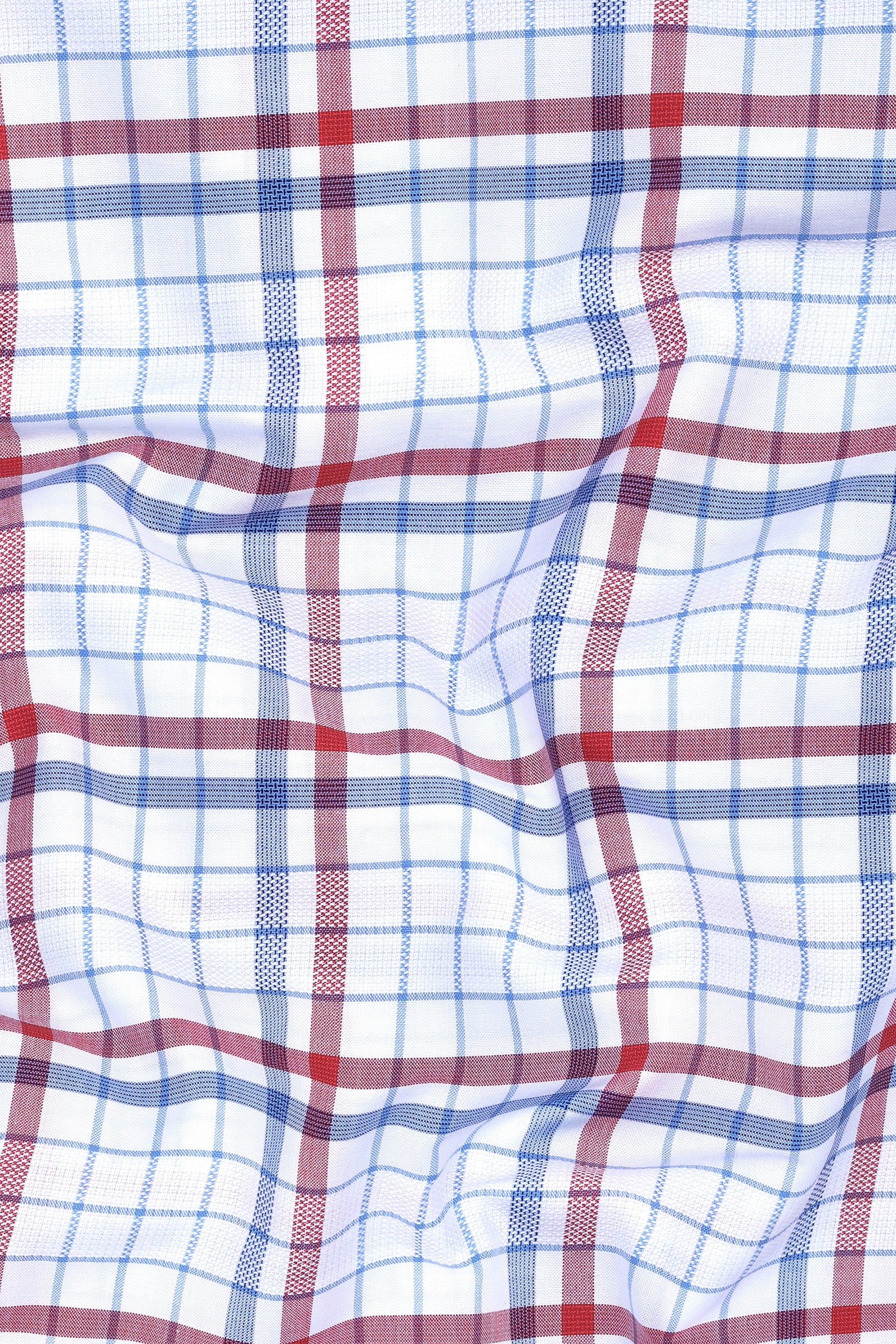 Unique white with red and blue line cotton check shirt