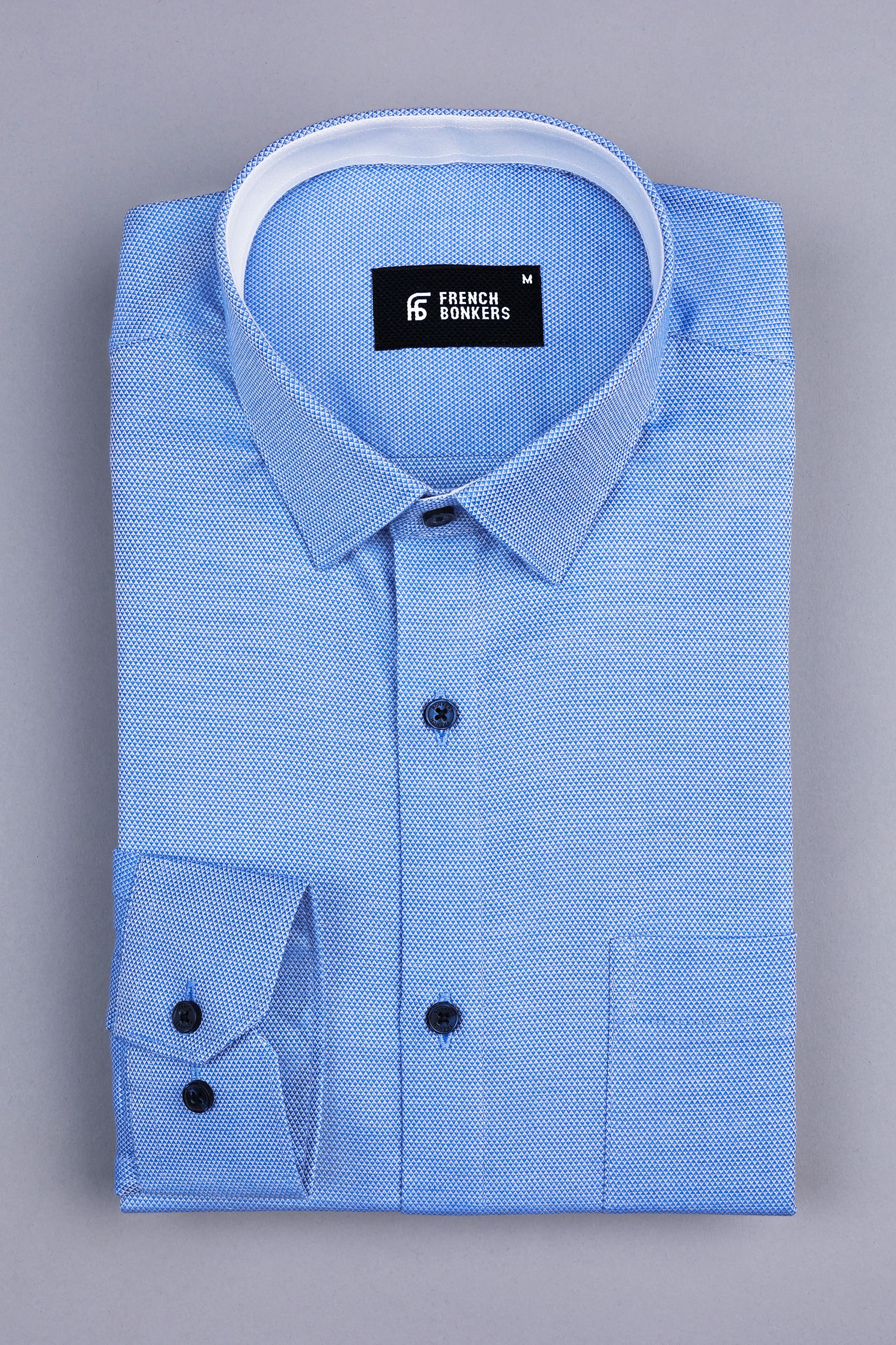Liberty blue dobby texture cotton shirt