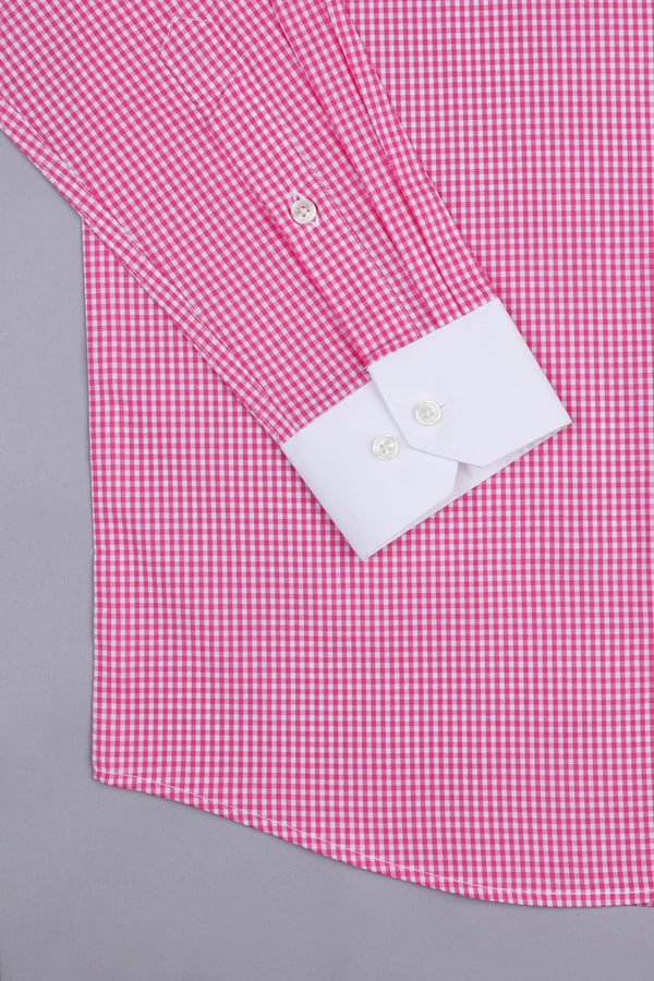 Barbie pink with white pin check  cotton shirt