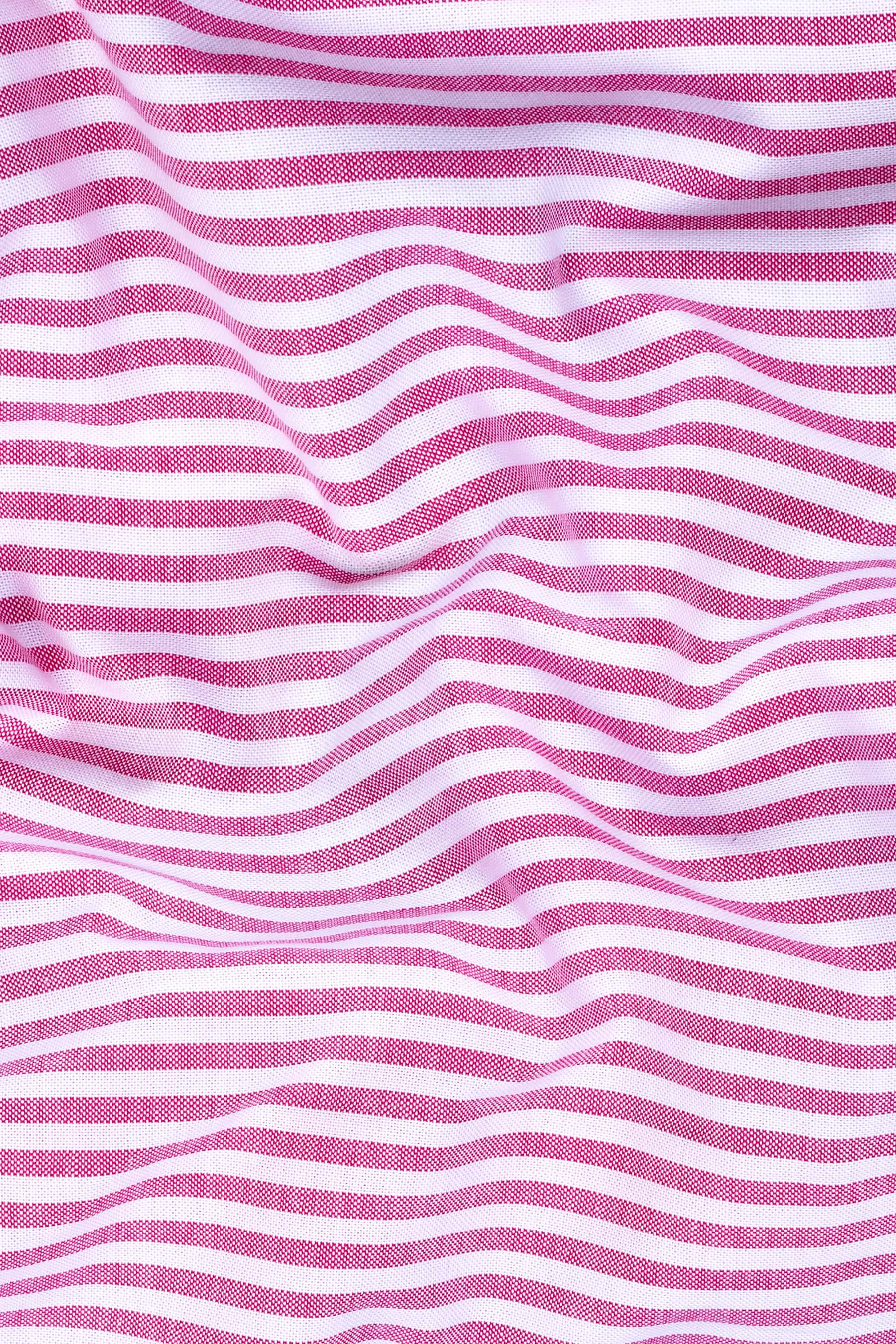 Bubblegum pink with white oxford bengal stripe shirt