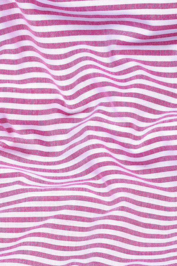 Bubblegum pink with white oxford bengal stripe shirt