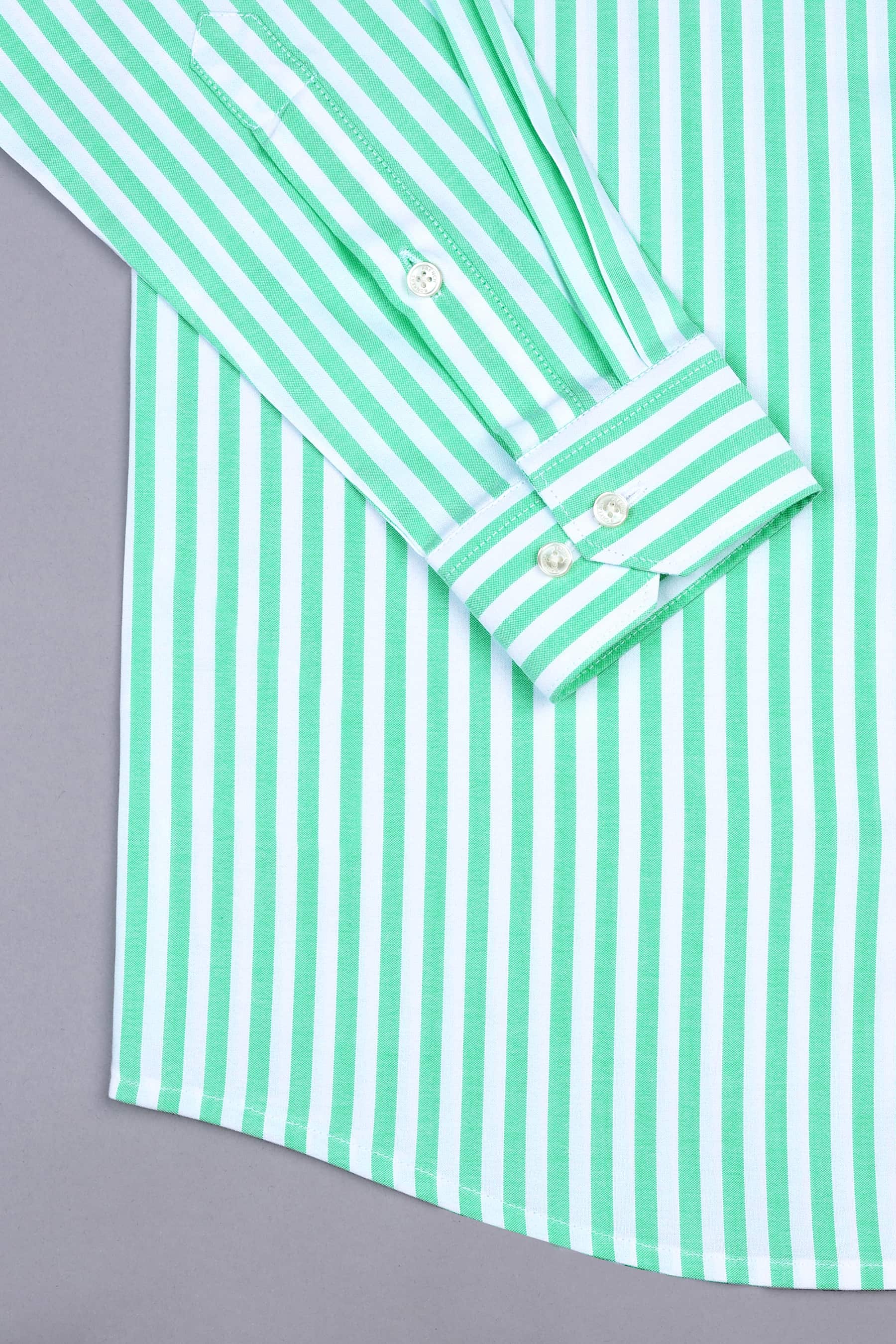 Mint green with white oxford bengal stripe shirt