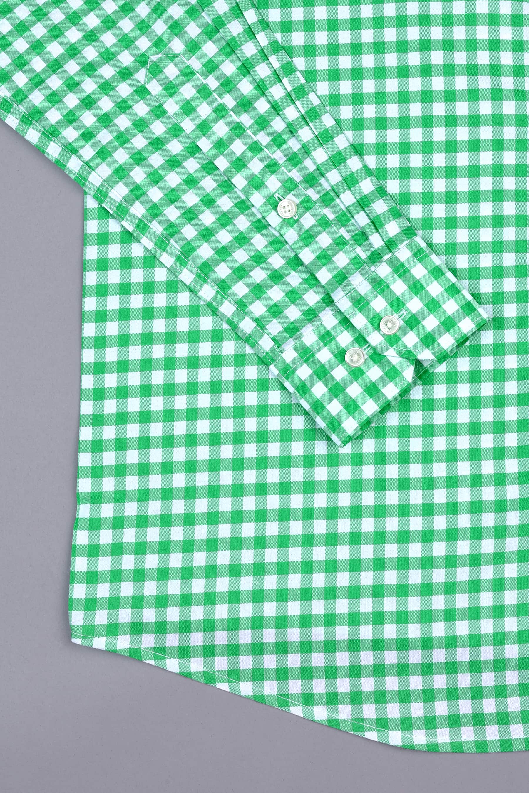 Seafoam green with white oxford gingham check shirt
