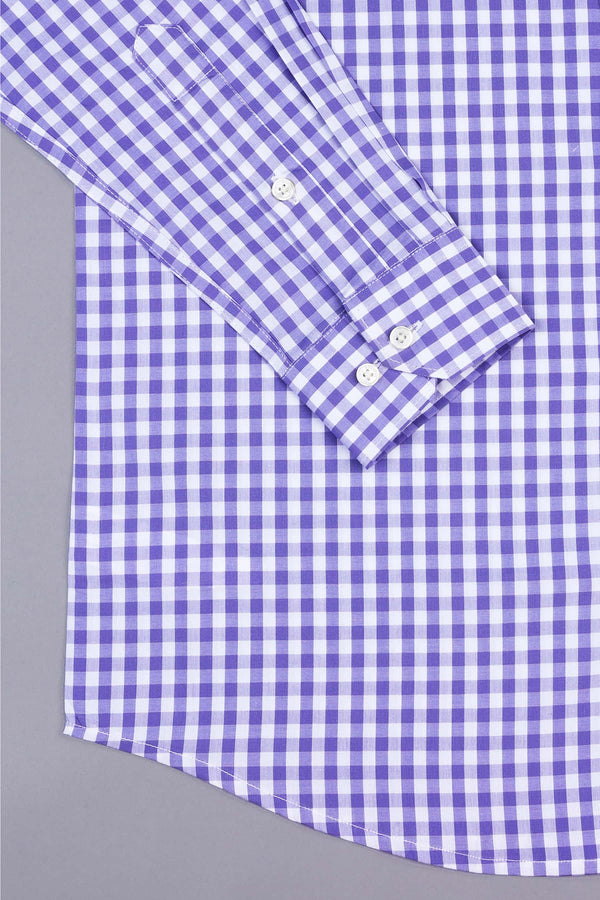 Royal purple with white oxford gingham check shirt
