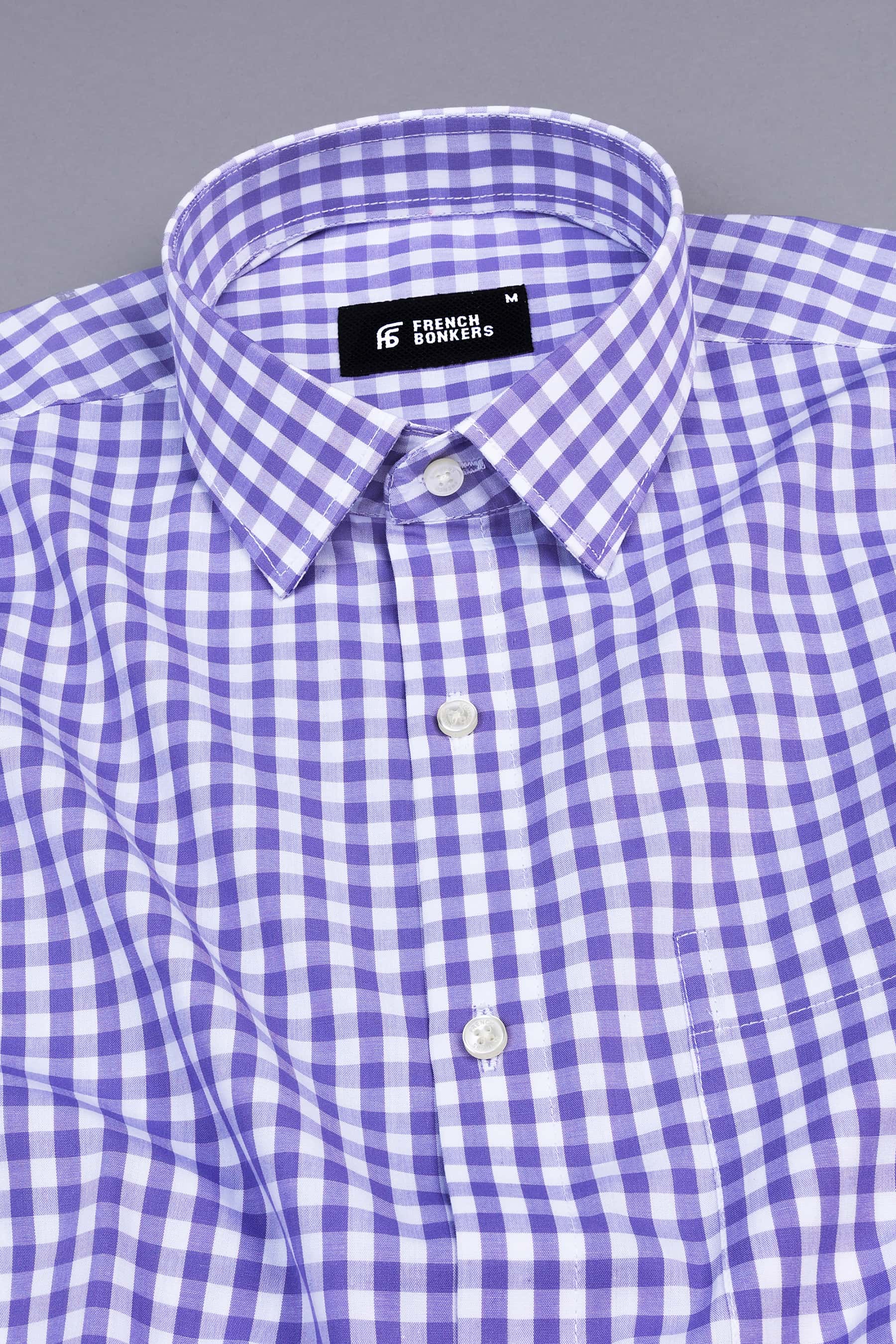 Royal purple with white oxford gingham check shirt