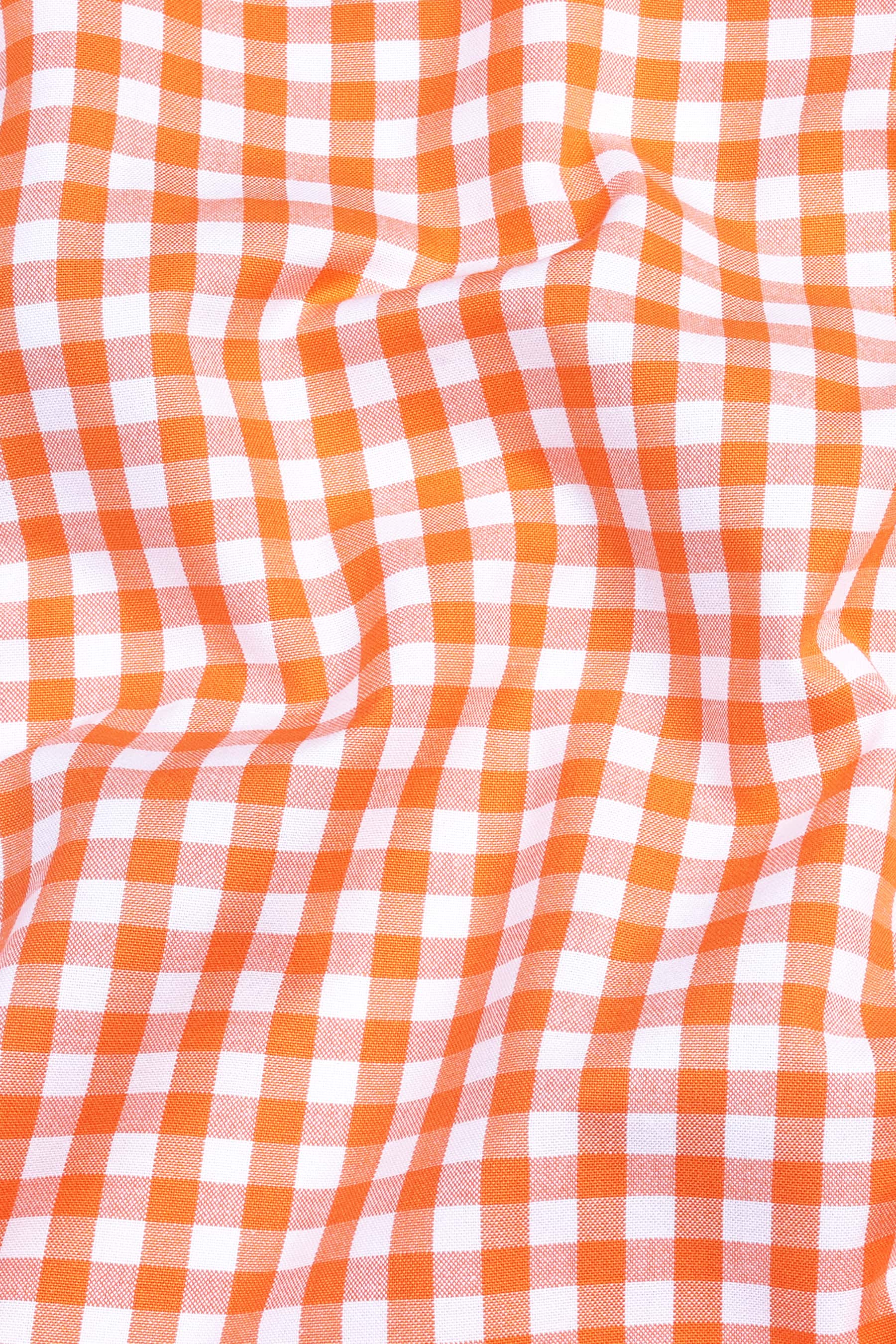 Pumpkin orange with white oxford gingham check shirt