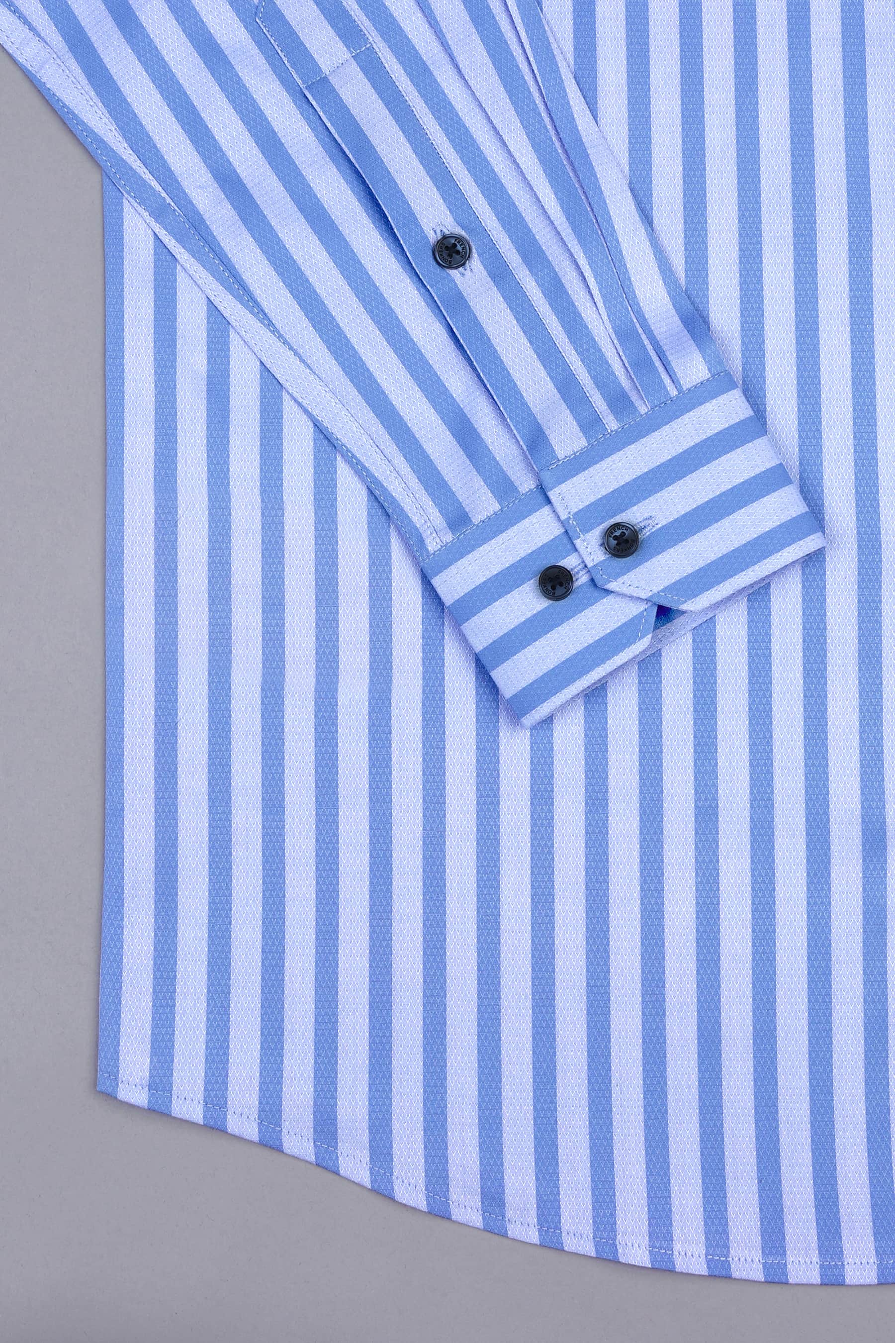 Light and dark cloud blue  jacquard awaning stripe cotton shirt