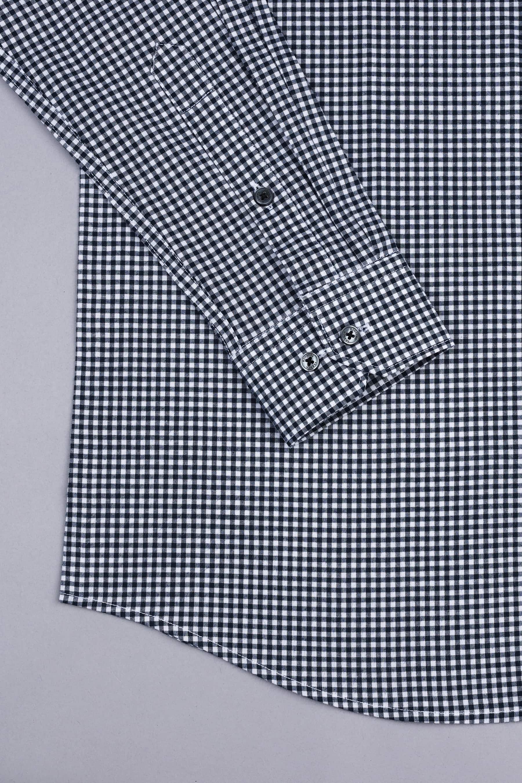 Passport blue with white mini check cotton shirt