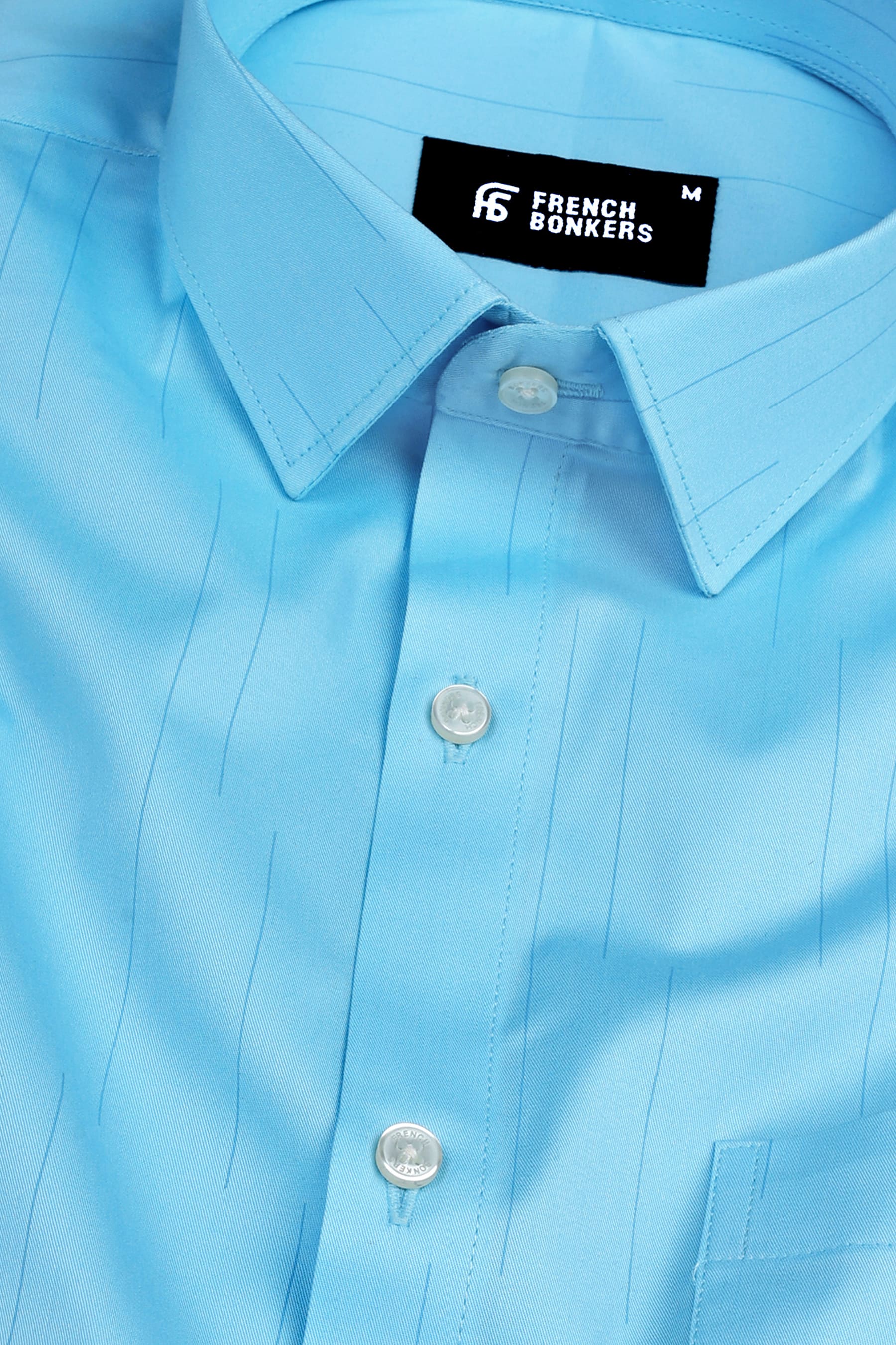 Arctic light blue self lines cotton shirt