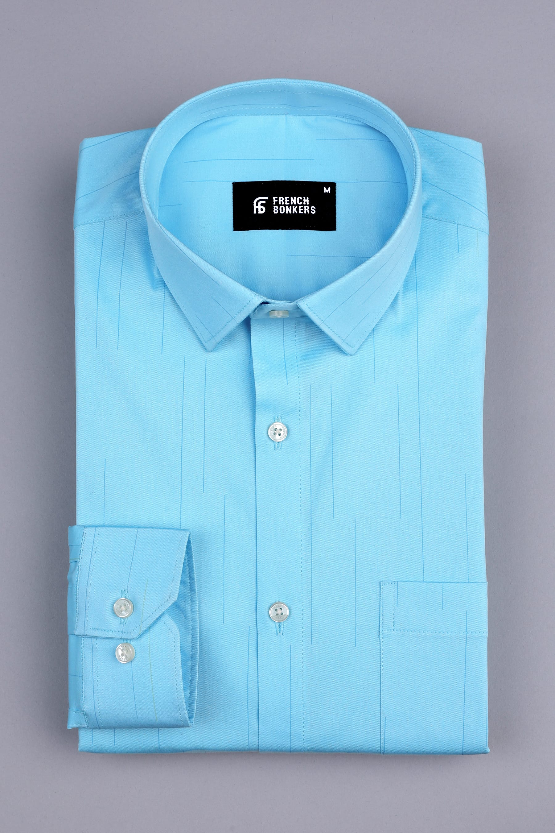 Arctic light blue self lines cotton shirt