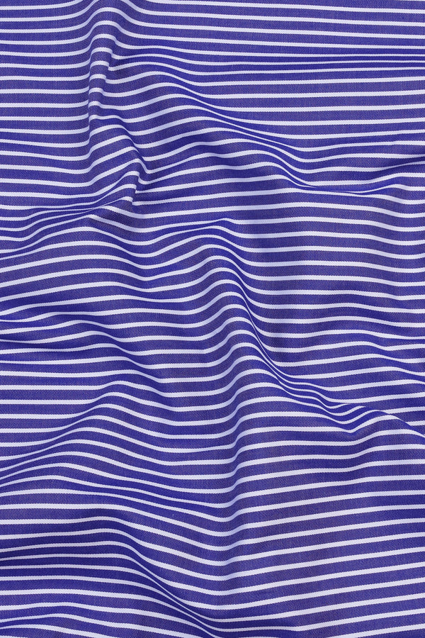 Admiral blue with white regency stripe cotton shirt