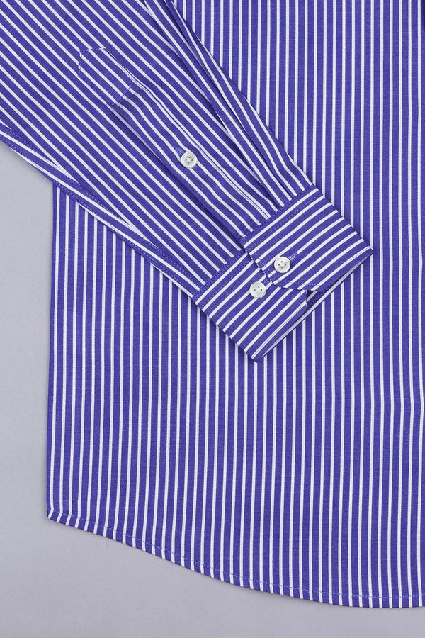 Admiral blue with white regency stripe cotton shirt