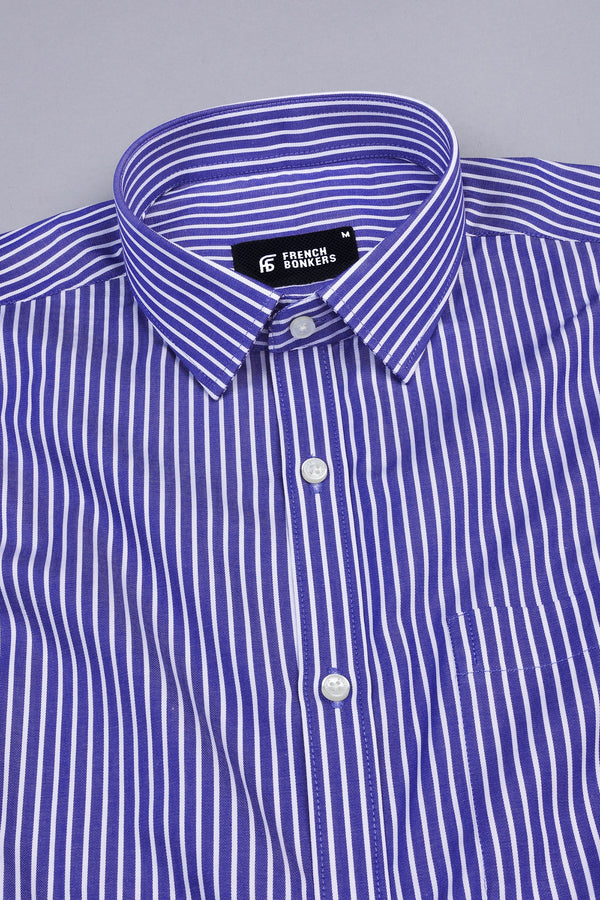 Admiral blue with white regency stripe cotton shirt