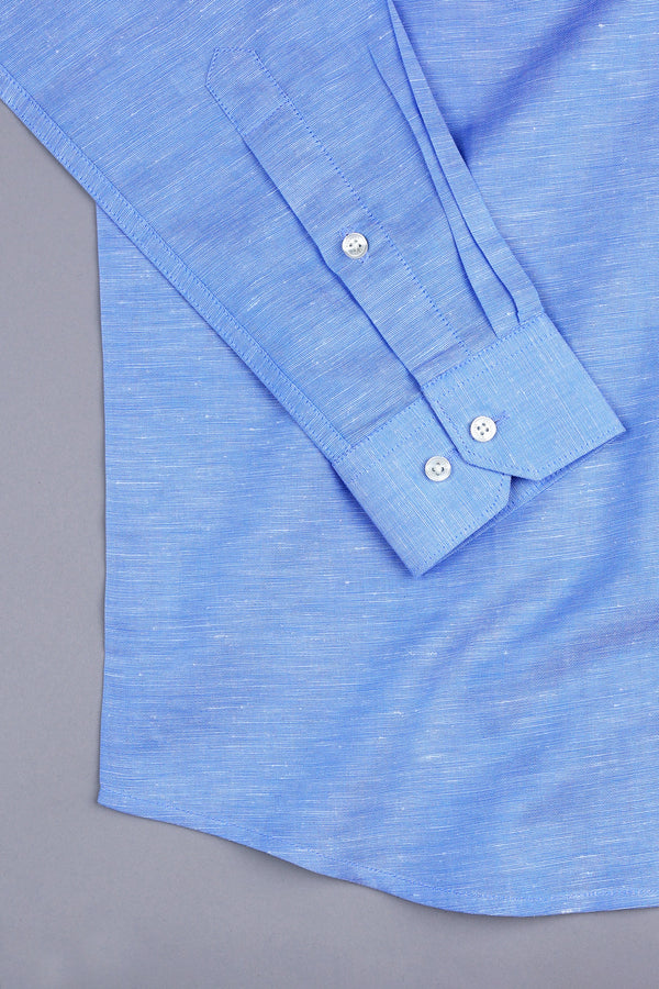 Lapis blue net texture cotton shirt