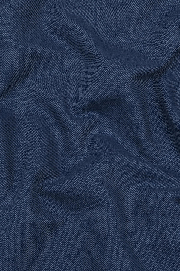 Peacock blue twill texture cotton shirt