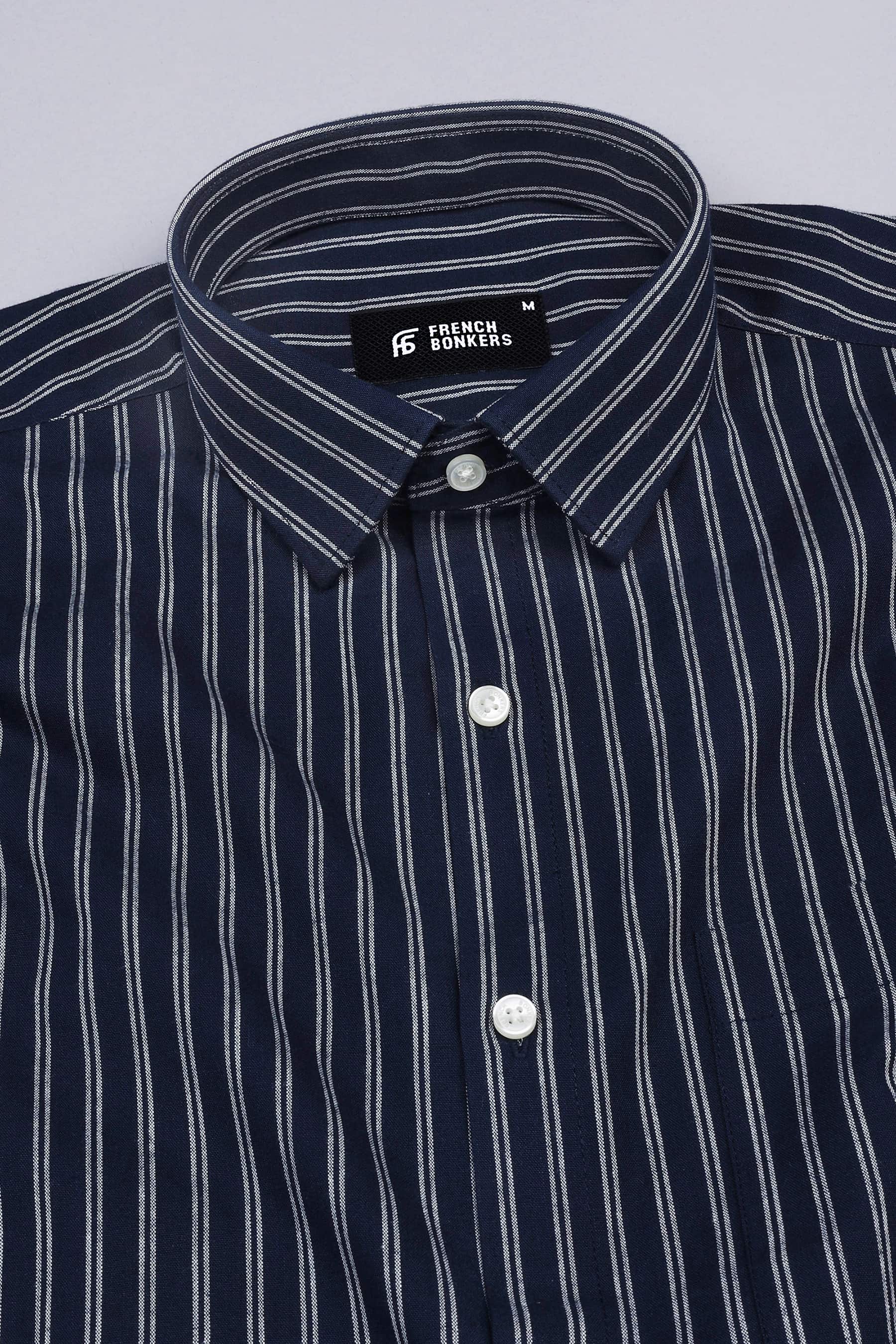Astros navy blue with white double line regency stripe shirt