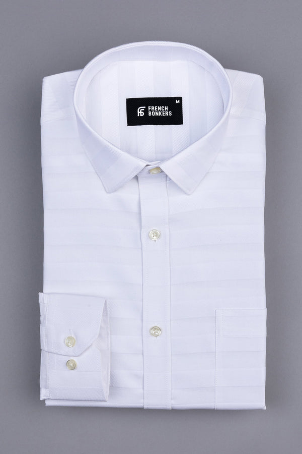 Snow white awning stripe shirt